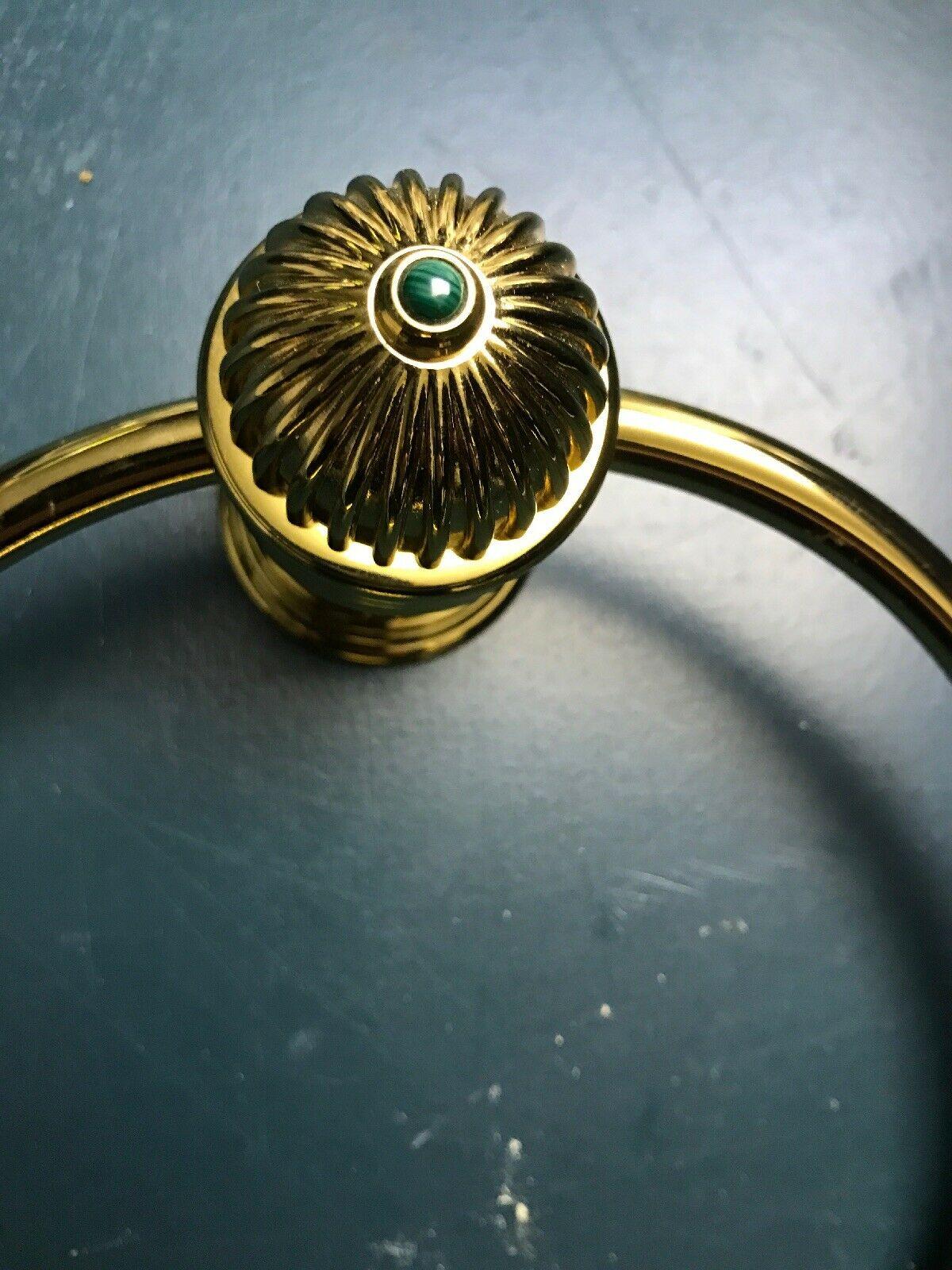 Neoclassical Revival Vintage French Couture Gold and Malachite Towel Ring by Serdaneli Paris For Sale