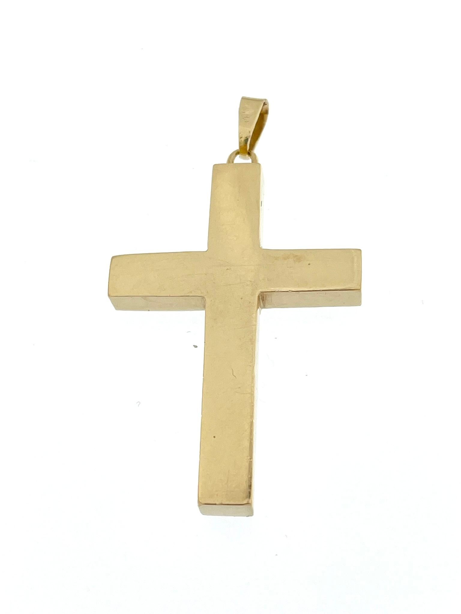 Modern Vintage French Cross 18 karat Yellow Gold with Geometric Patterns For Sale