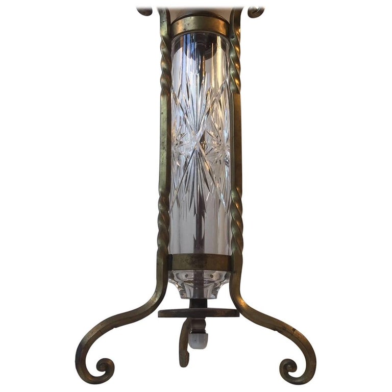 Vintage French Crystal And Brass Table Lamp