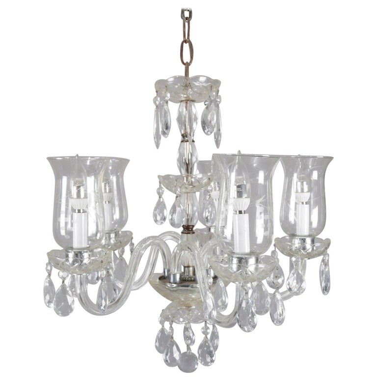 Chrome 5 Candle Light Chandelier, Chandelier With Crystal Shades