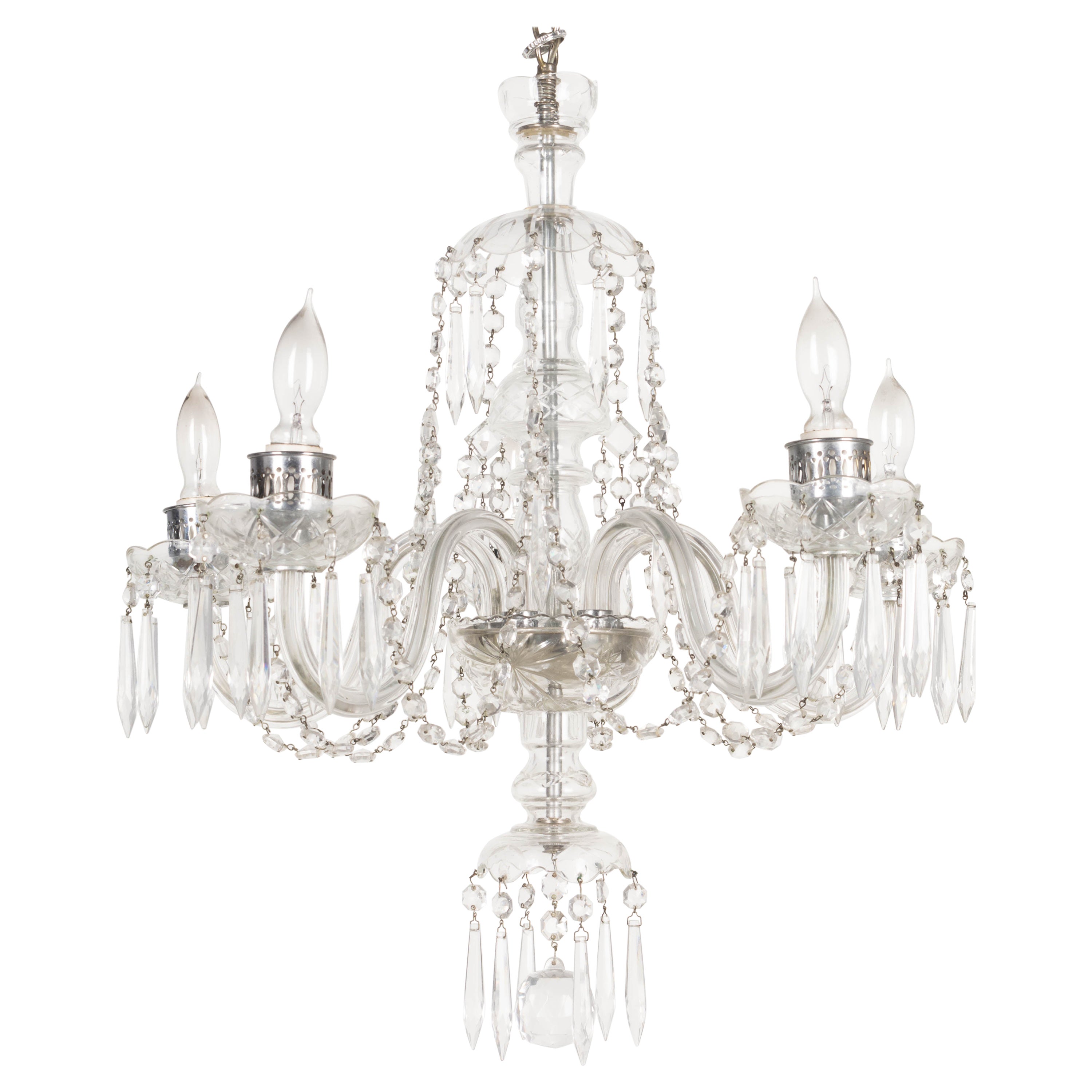 Lampadario di cristallo francese vintage