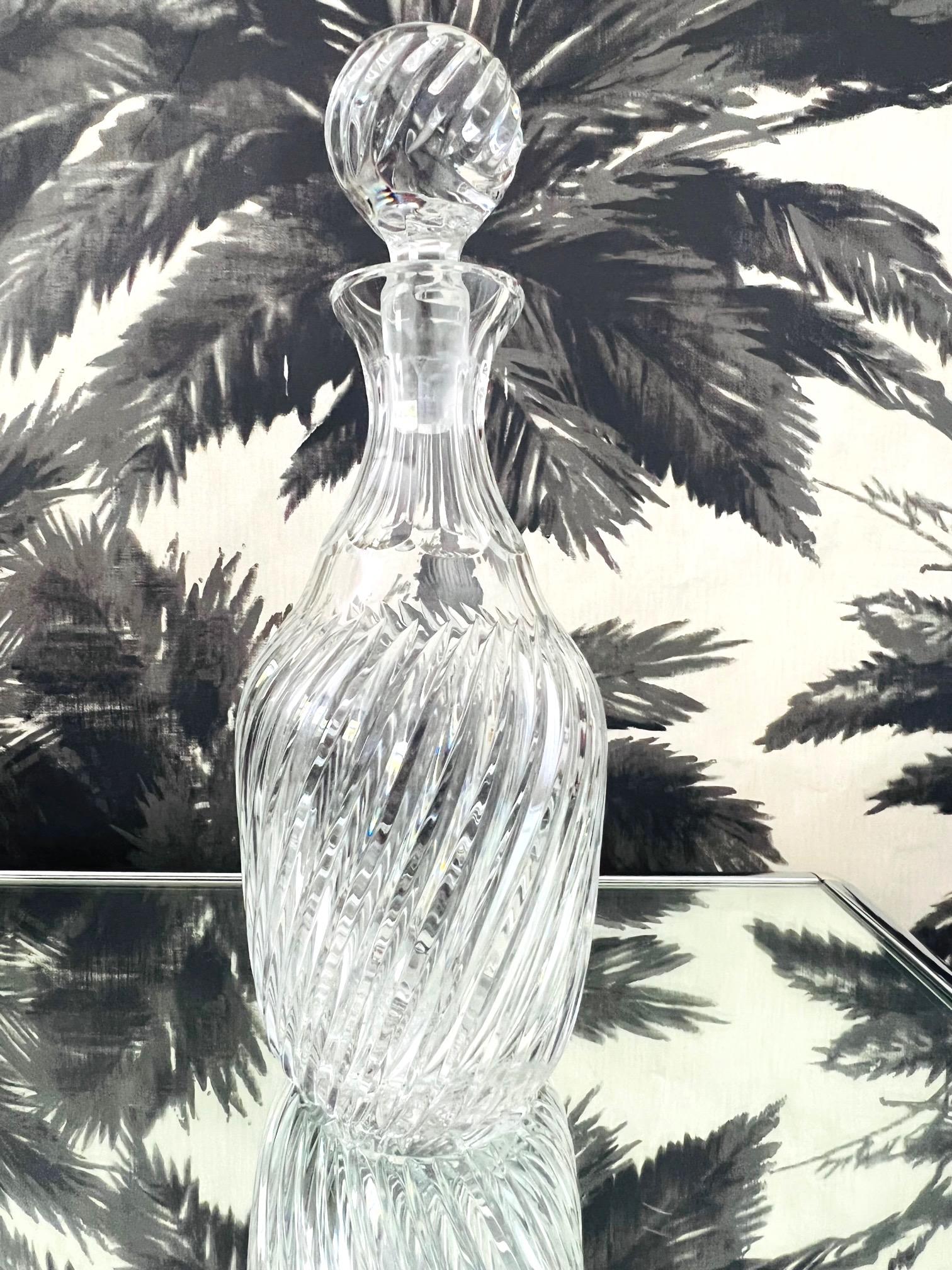 Vintage French Crystal Decanter with Hand-Cut Swirl Designs, c. 1970's 5