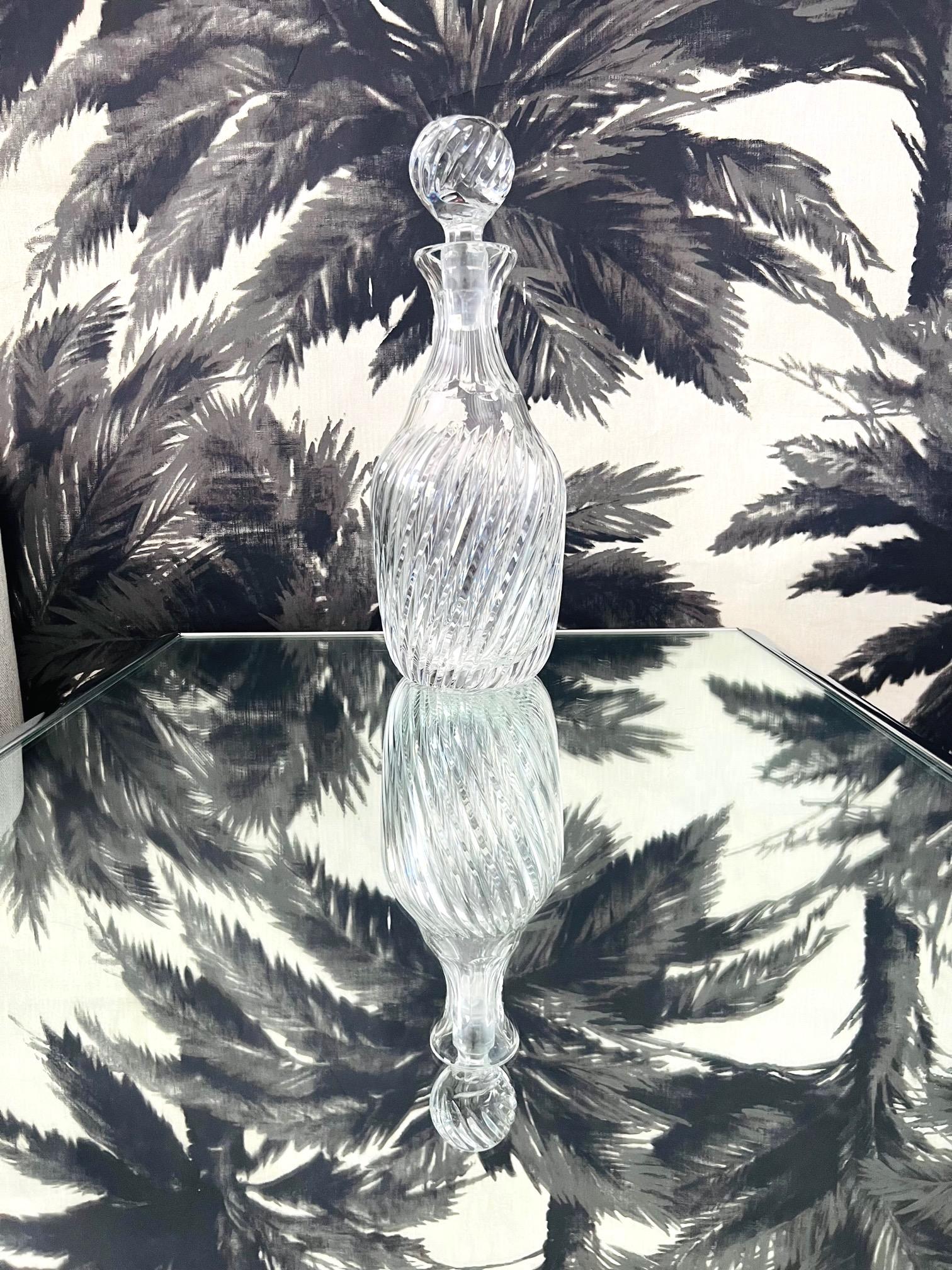 Vintage French Crystal Decanter with Hand-Cut Swirl Designs, c. 1970's 6