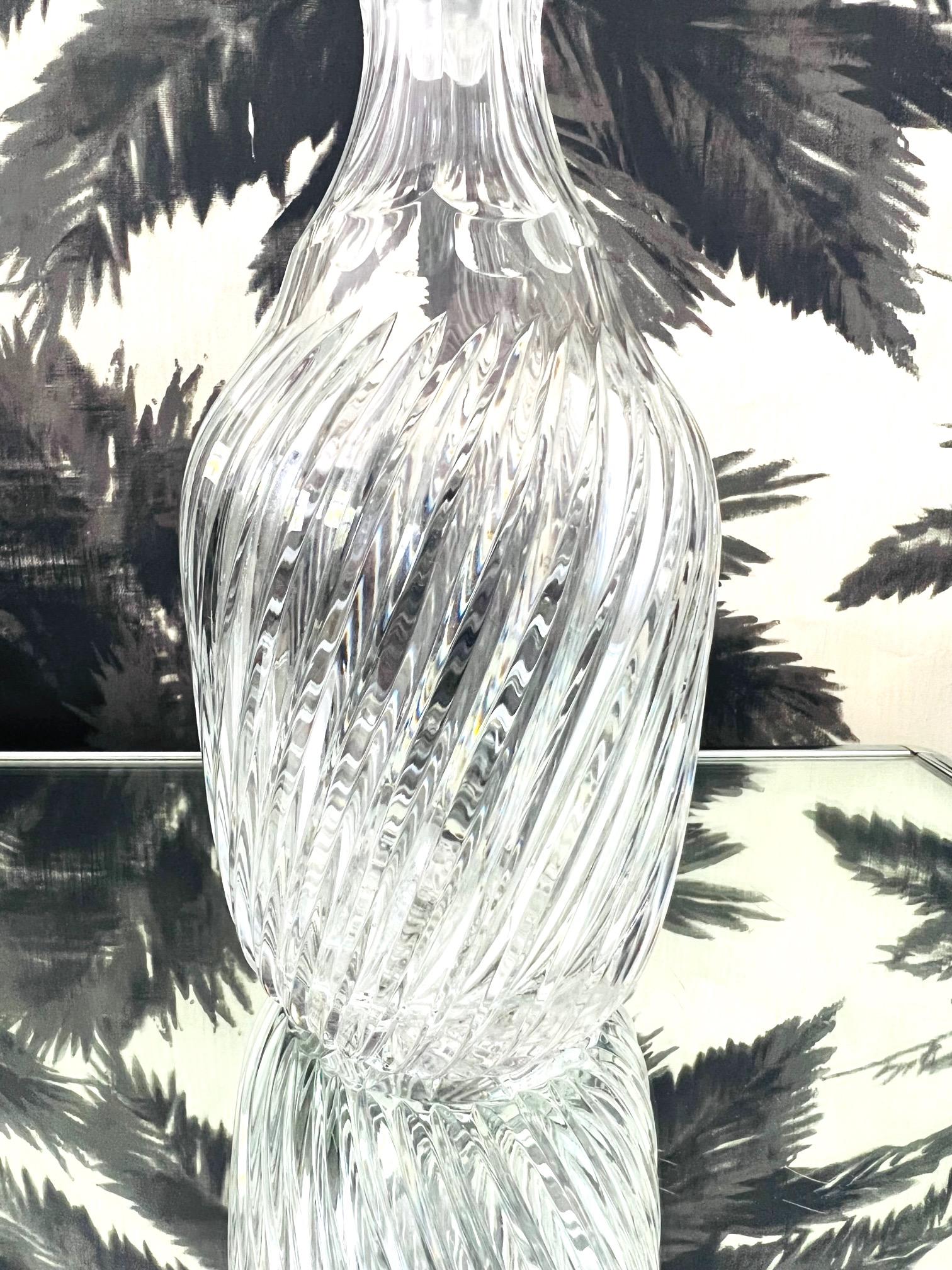 Vintage French Crystal Decanter with Hand-Cut Swirl Designs, c. 1970's 1