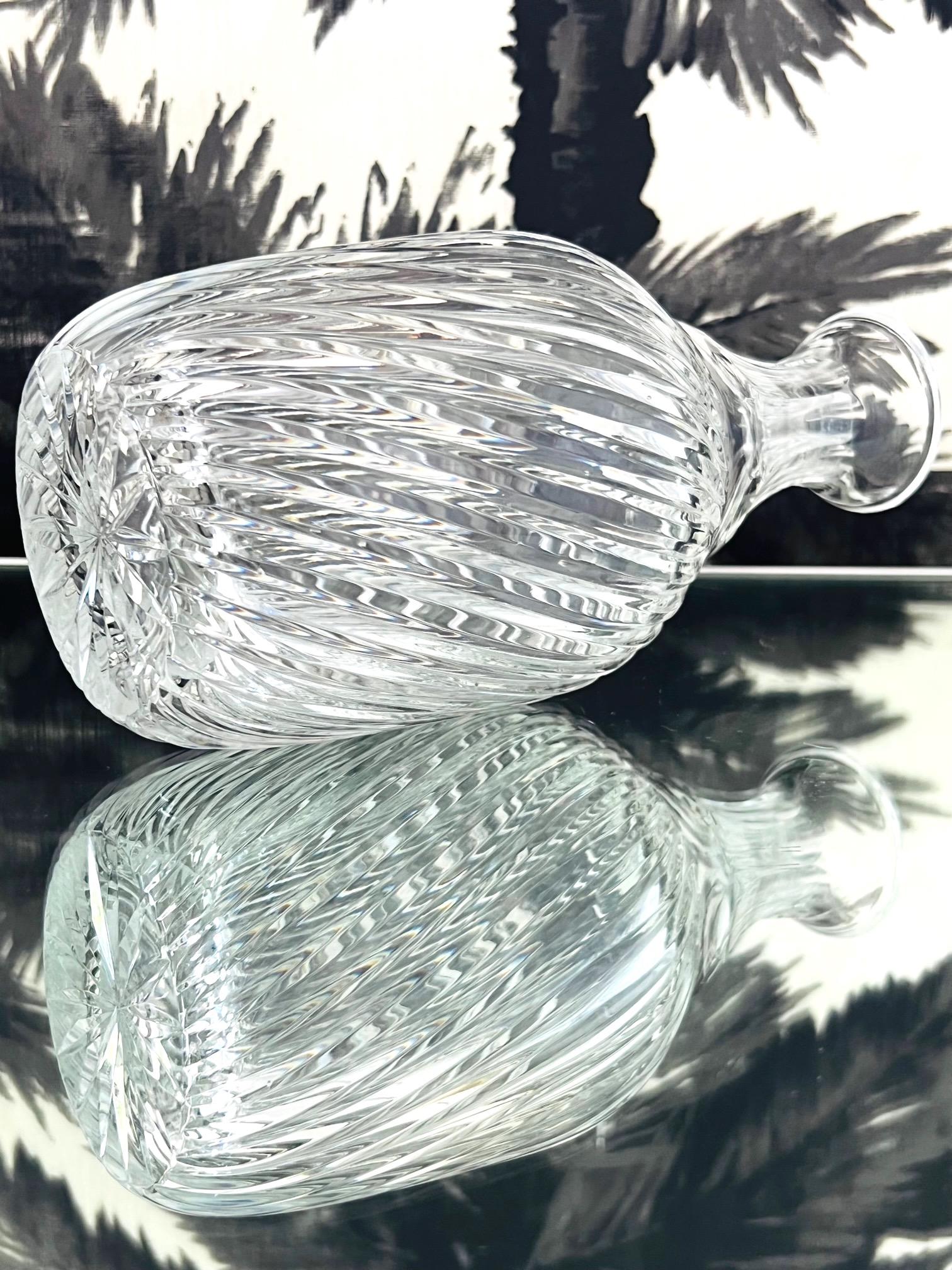 Vintage French Crystal Decanter with Hand-Cut Swirl Designs, c. 1970's 3