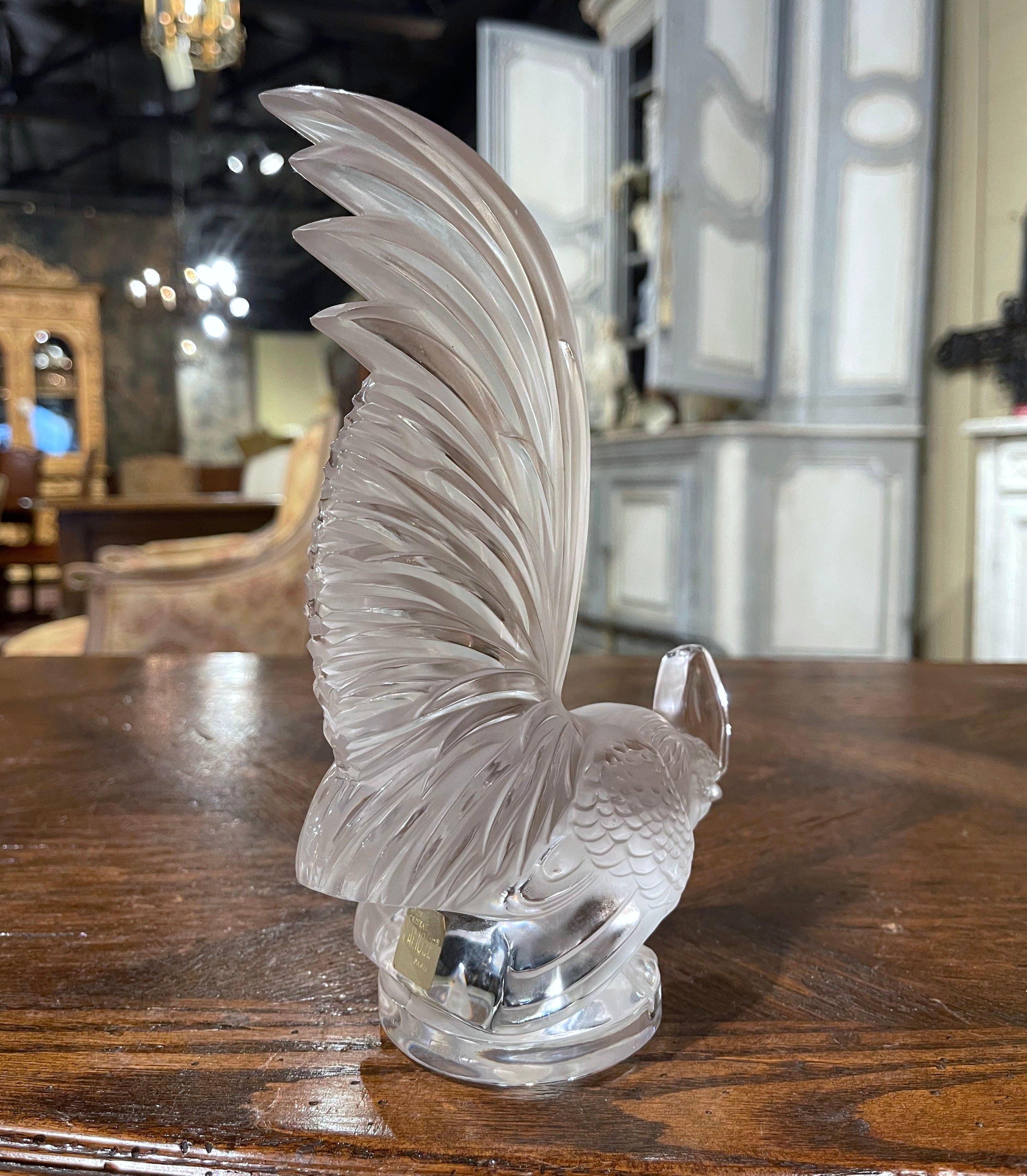 Vintage French Crystal Lalique Bantam Rooster Sculpture 1