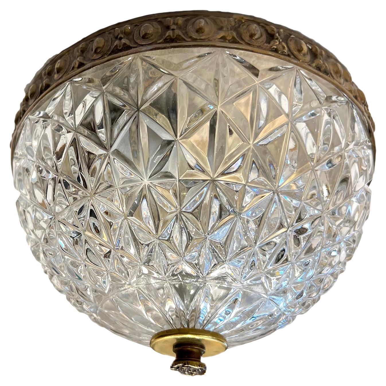 Vintage French Crystal Light Fixture For Sale