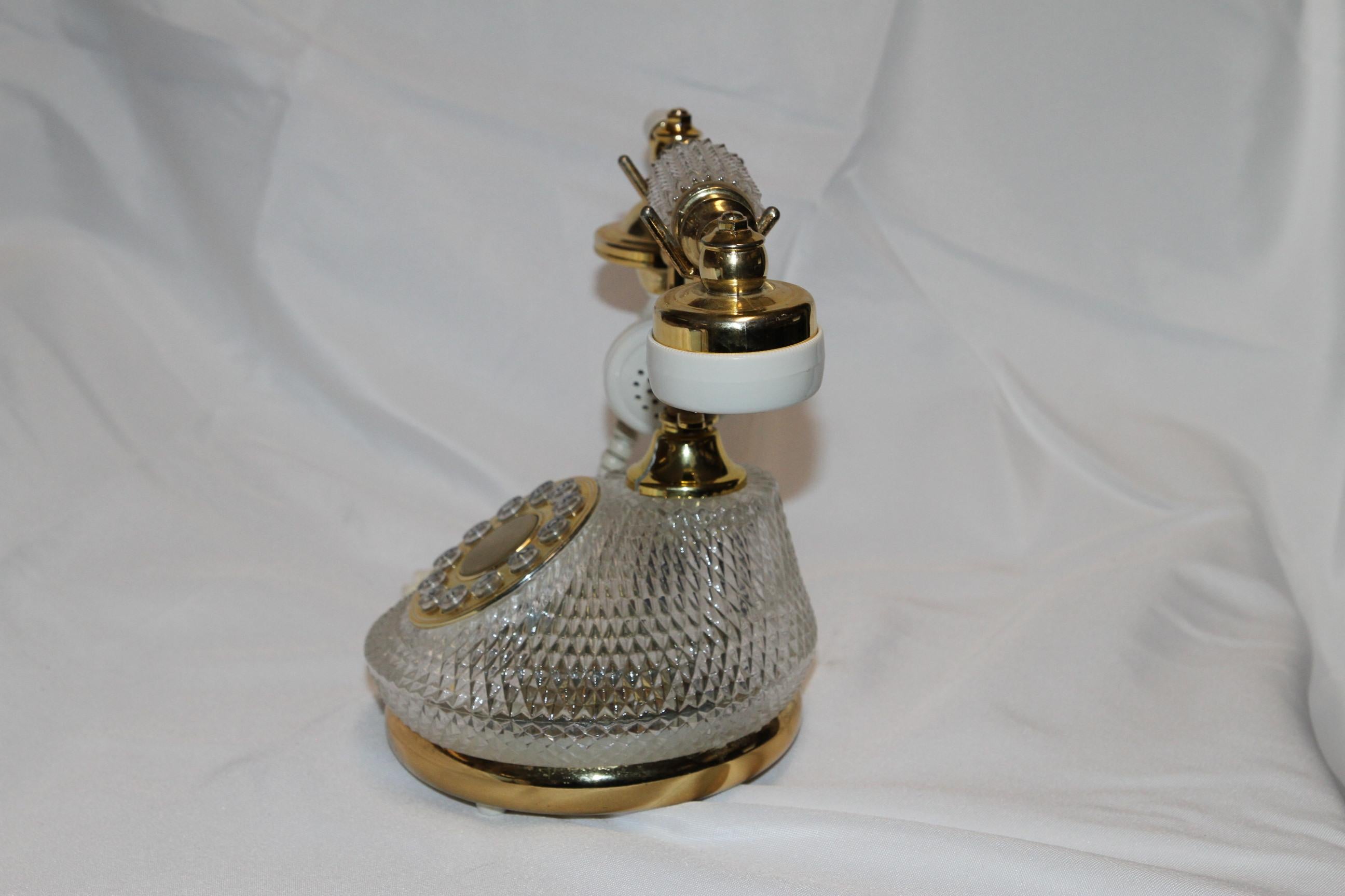 Teléfono francés vintage de cristal Latón en venta