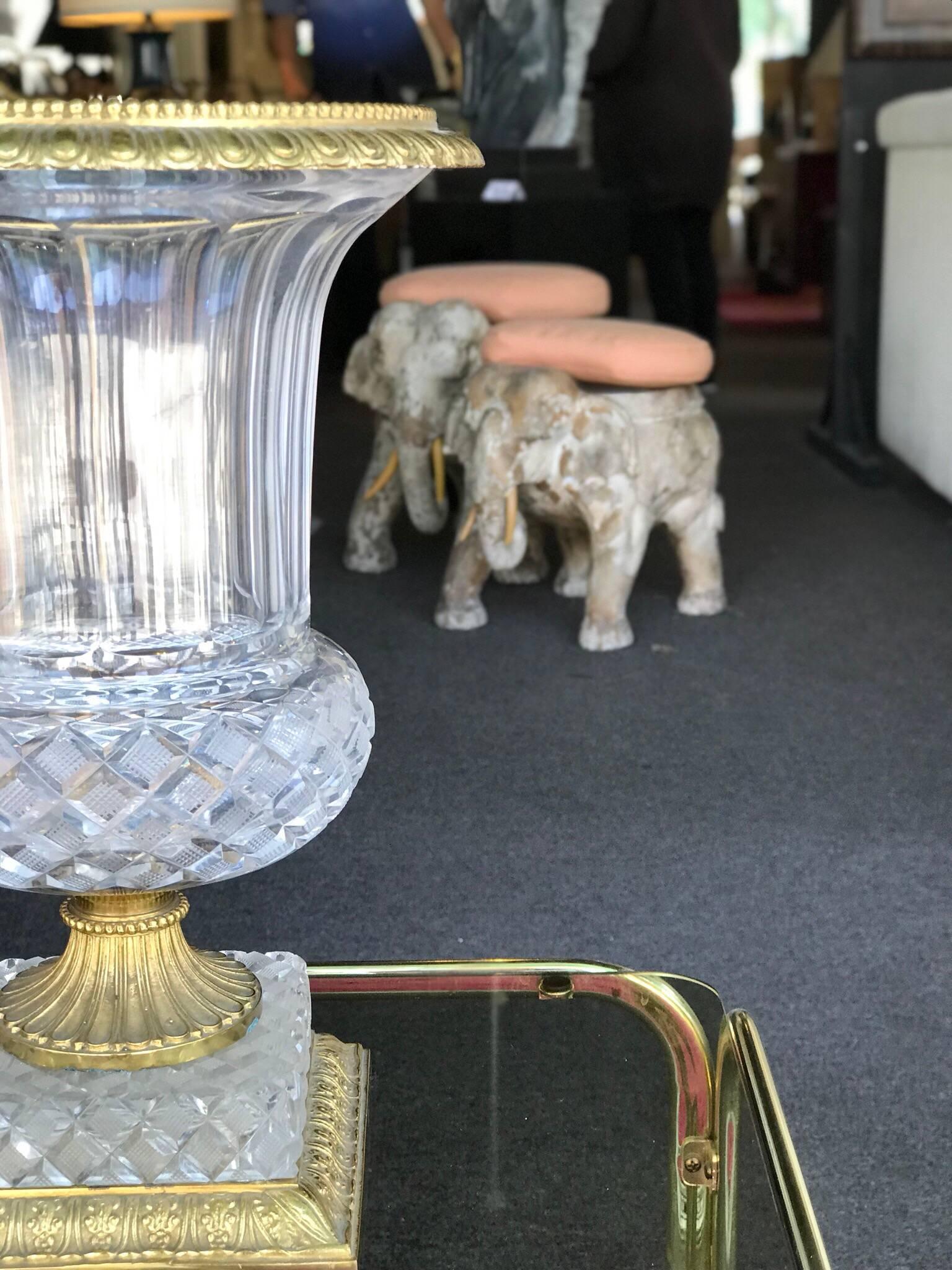 Hollywood Regency Vintage French Crystal Urn Vase from Palm Springs Celebrity Estate