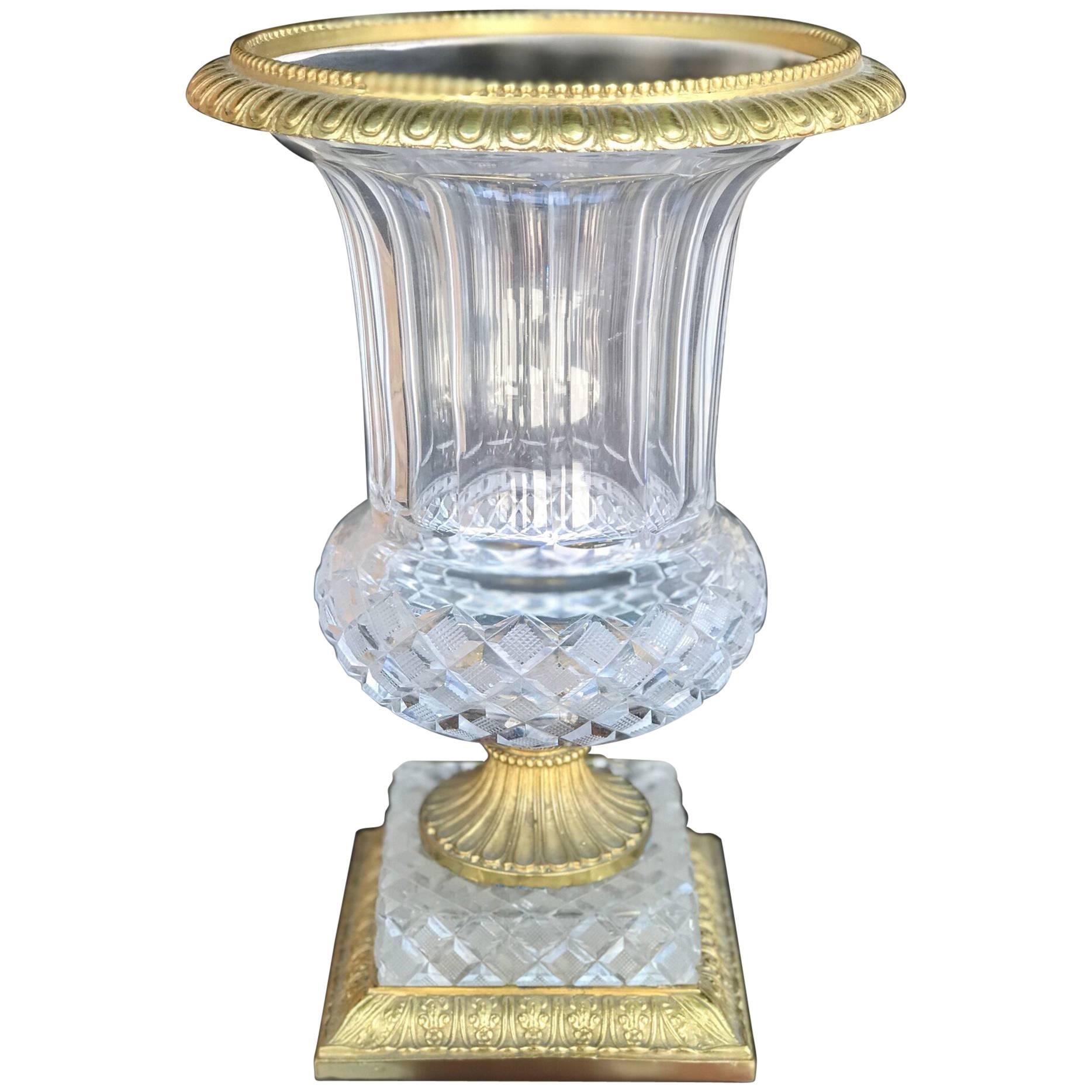 Vintage French Crystal Urn Vase from Palm Springs Celebrity Estate