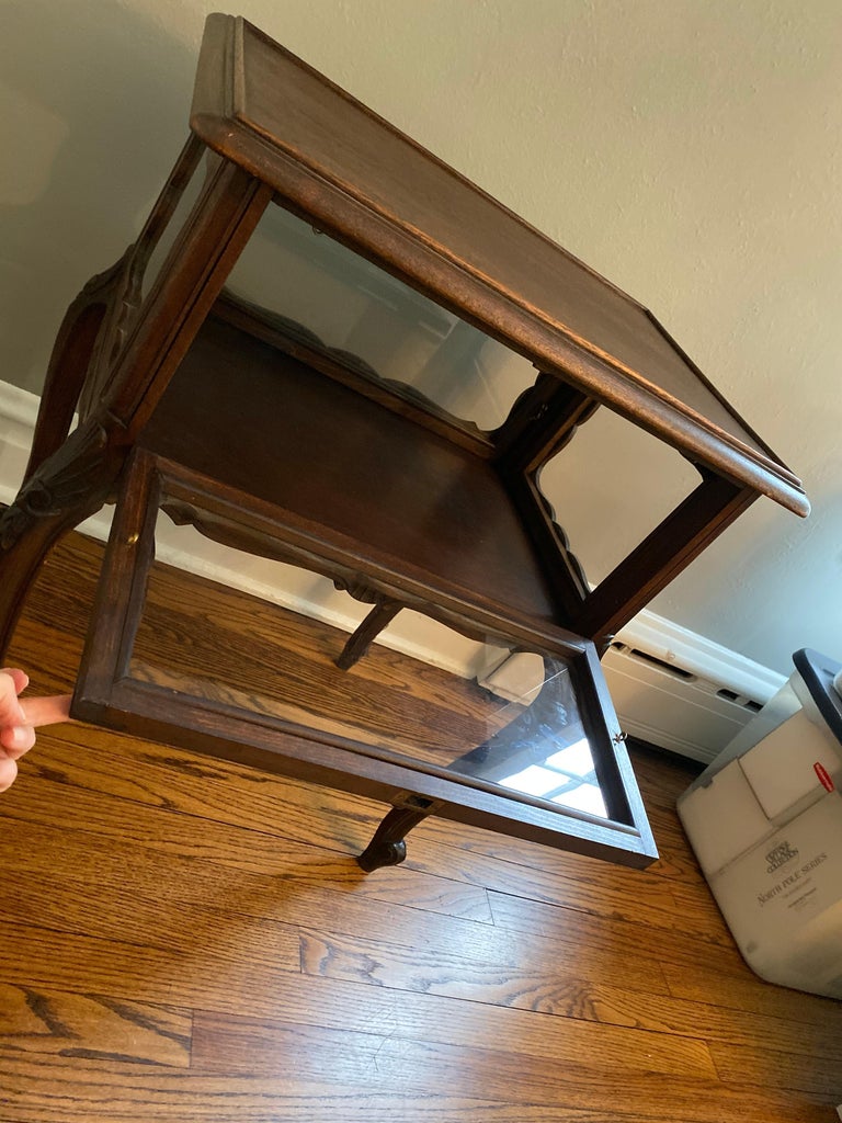 Vintage French Curio Table, Dumbwaiter and Butler Tray / Bar Cart For