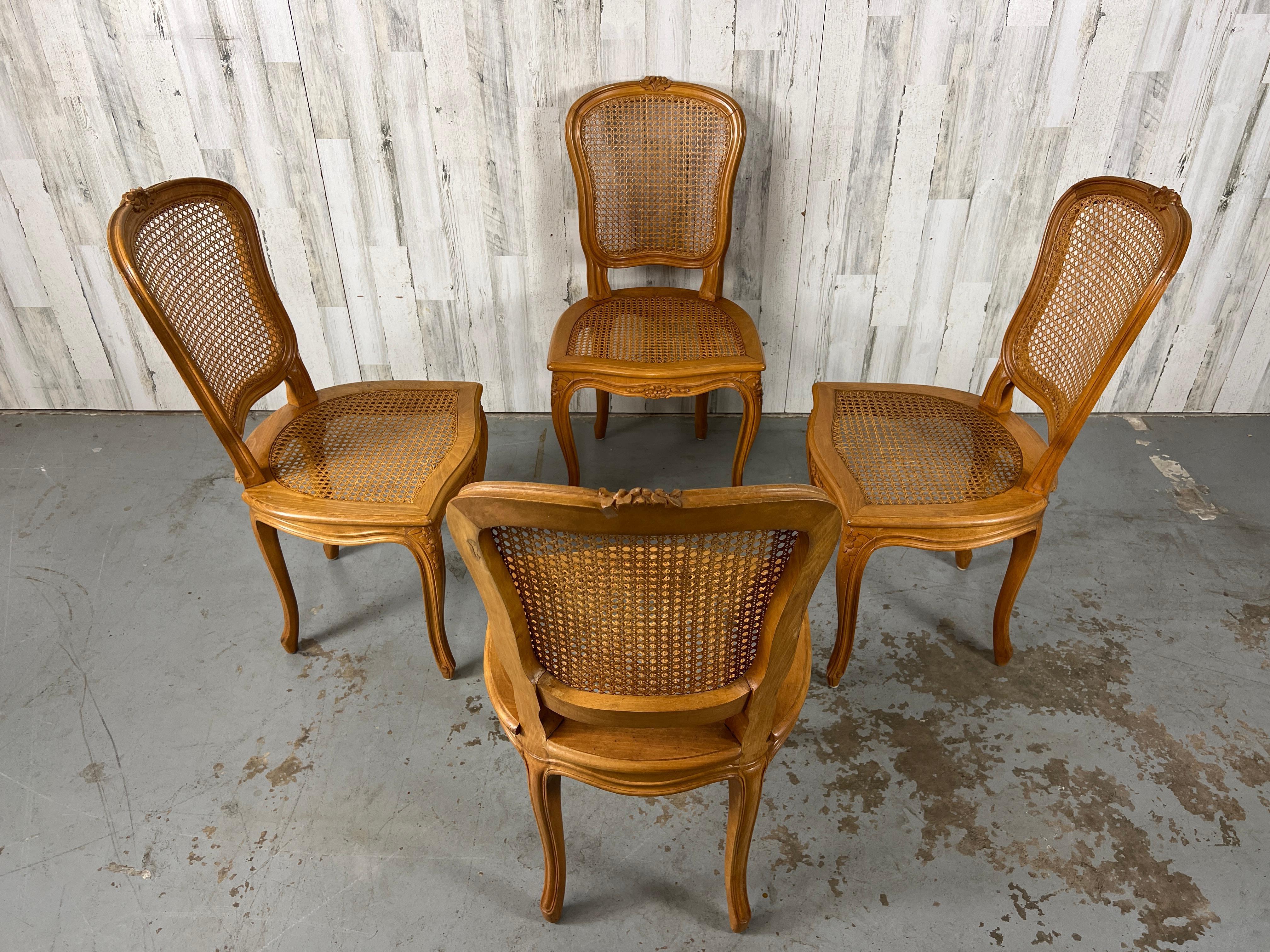 Vintage French Curved Back Cane Chairs 4
