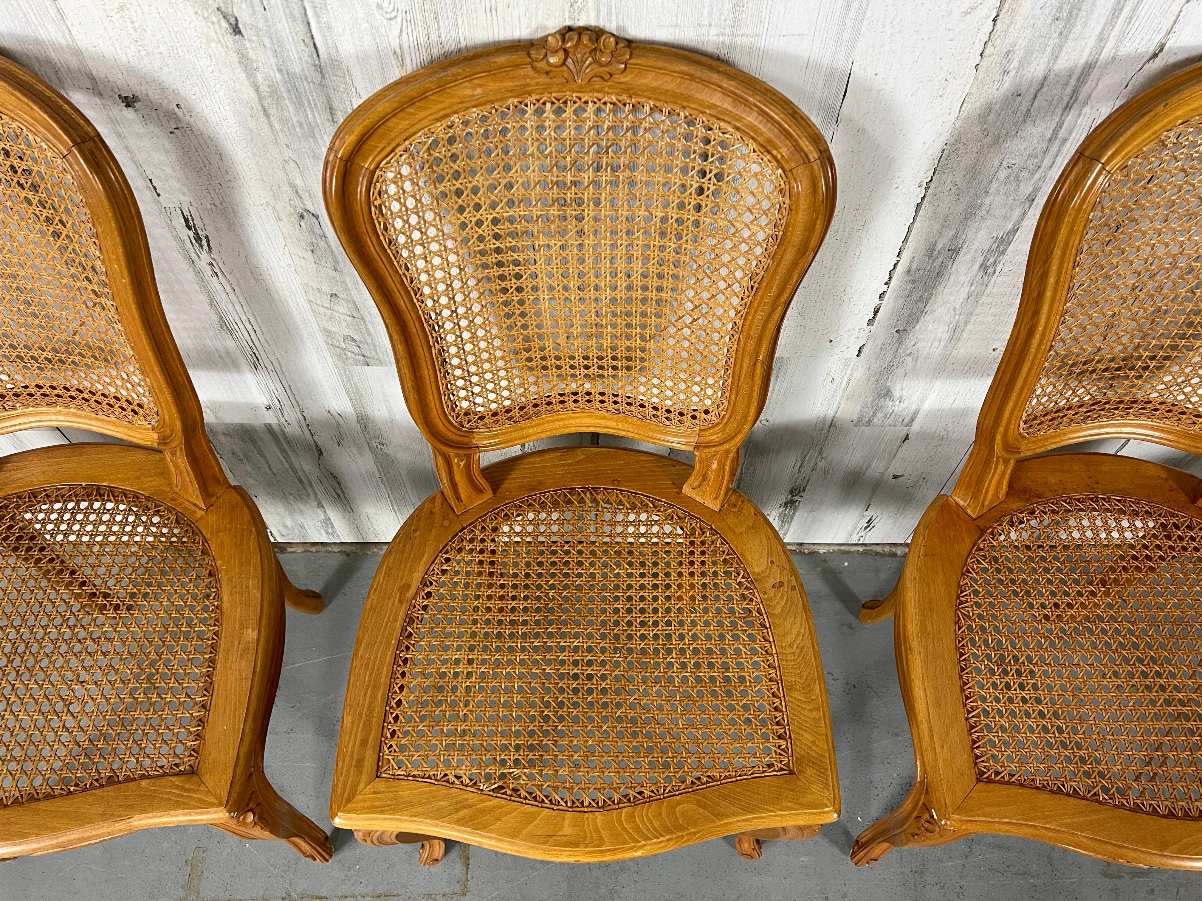 Vintage French Curved Back Cane Chairs 5