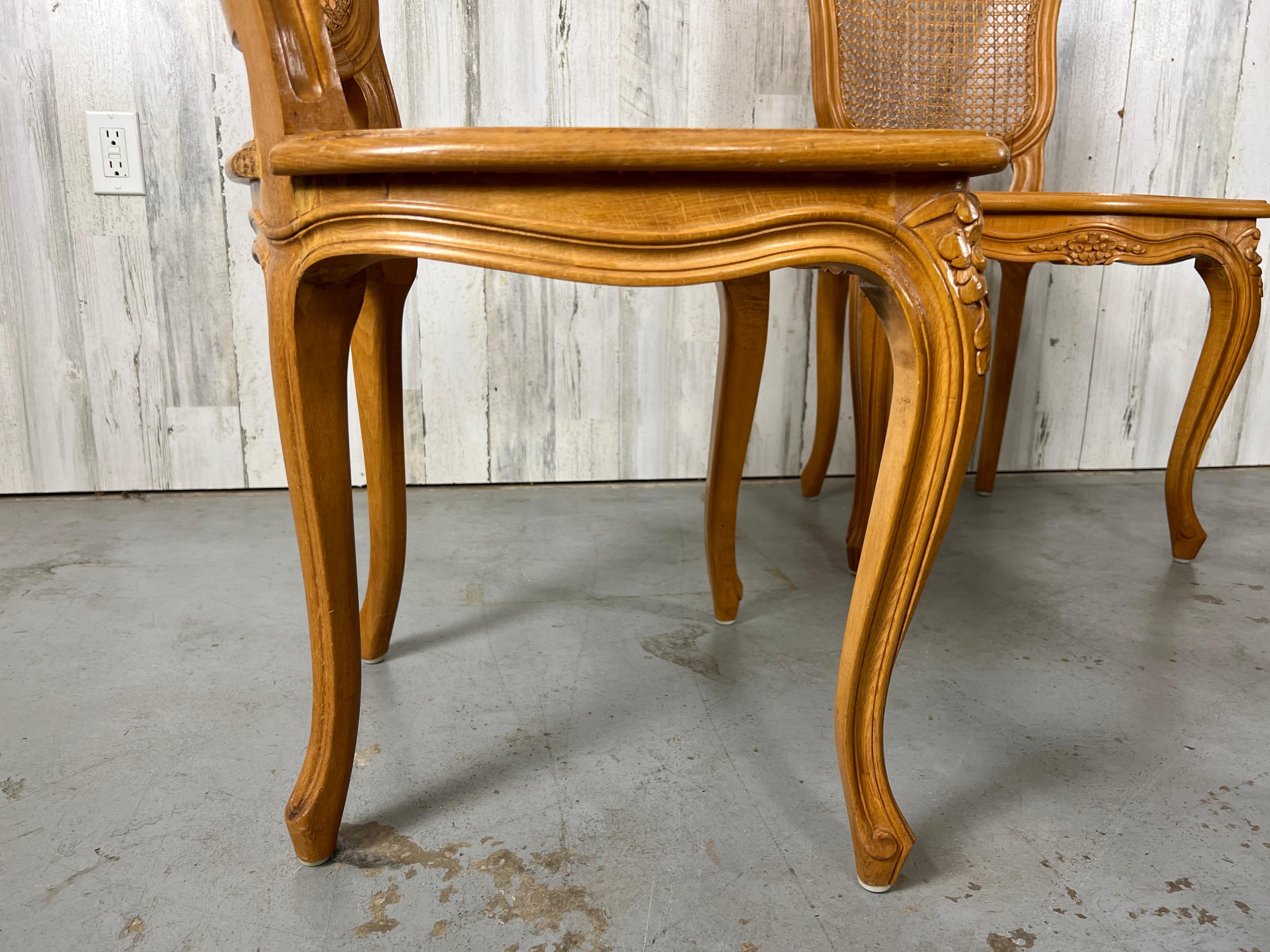 Vintage French Curved Back Cane Chairs For Sale at 1stDibs