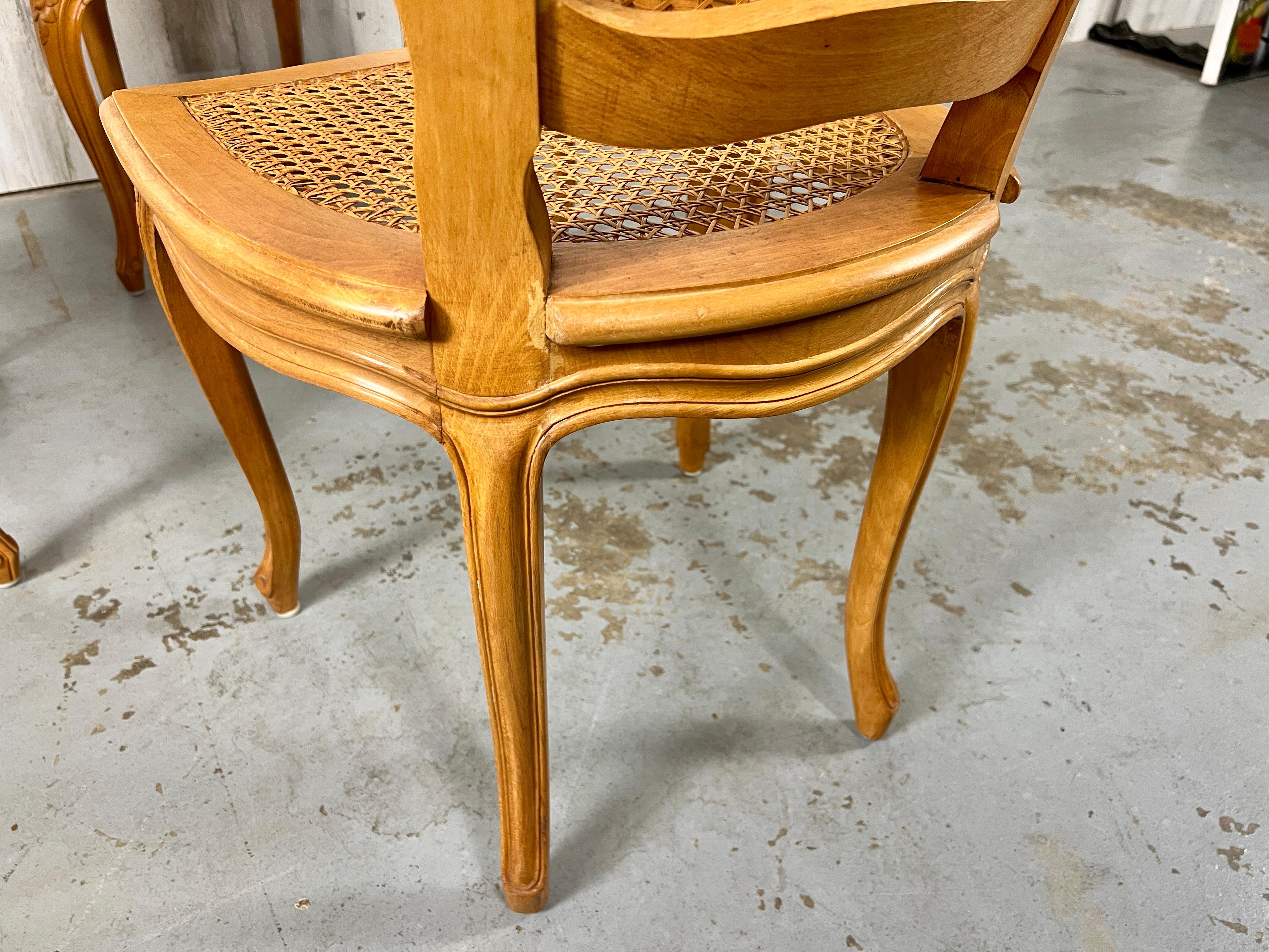 Vintage French Curved Back Cane Chairs For Sale at 1stDibs