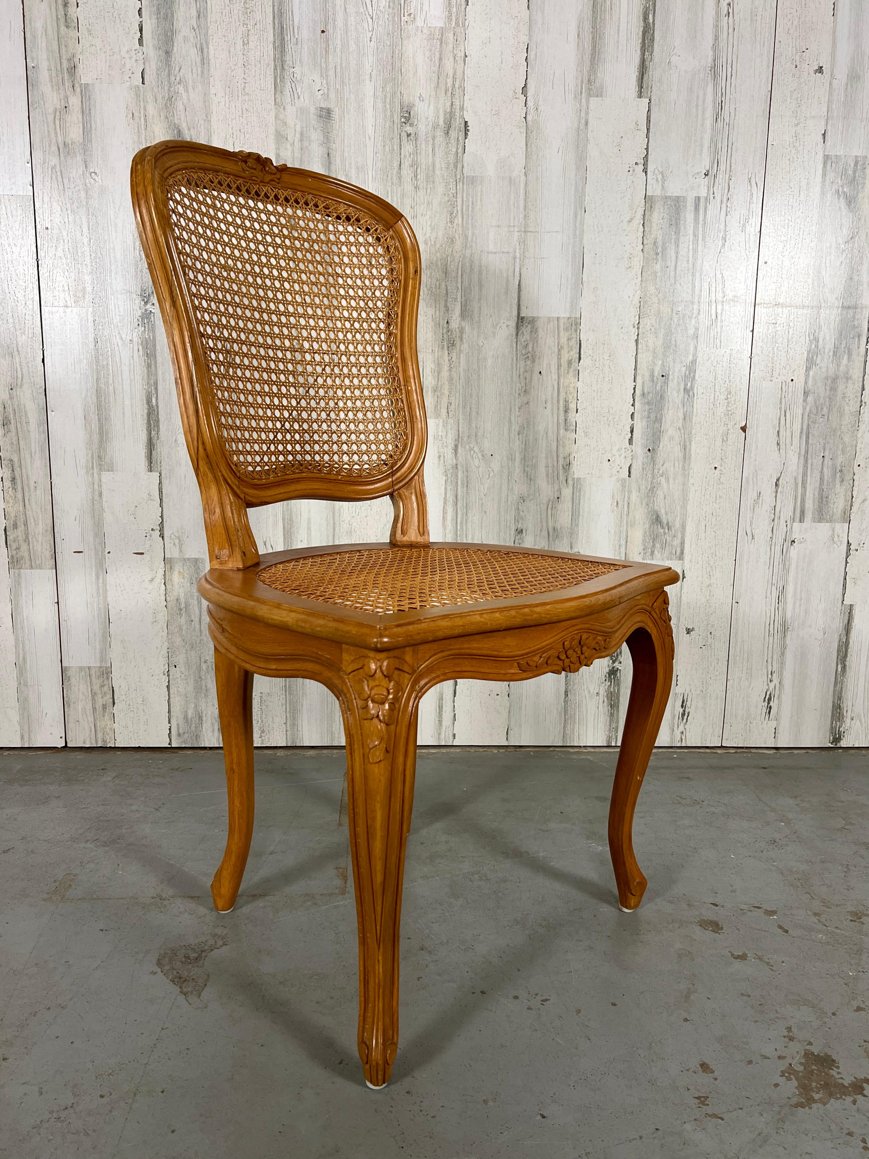 Vintage French Curved Back Cane Chairs In Good Condition In Denton, TX