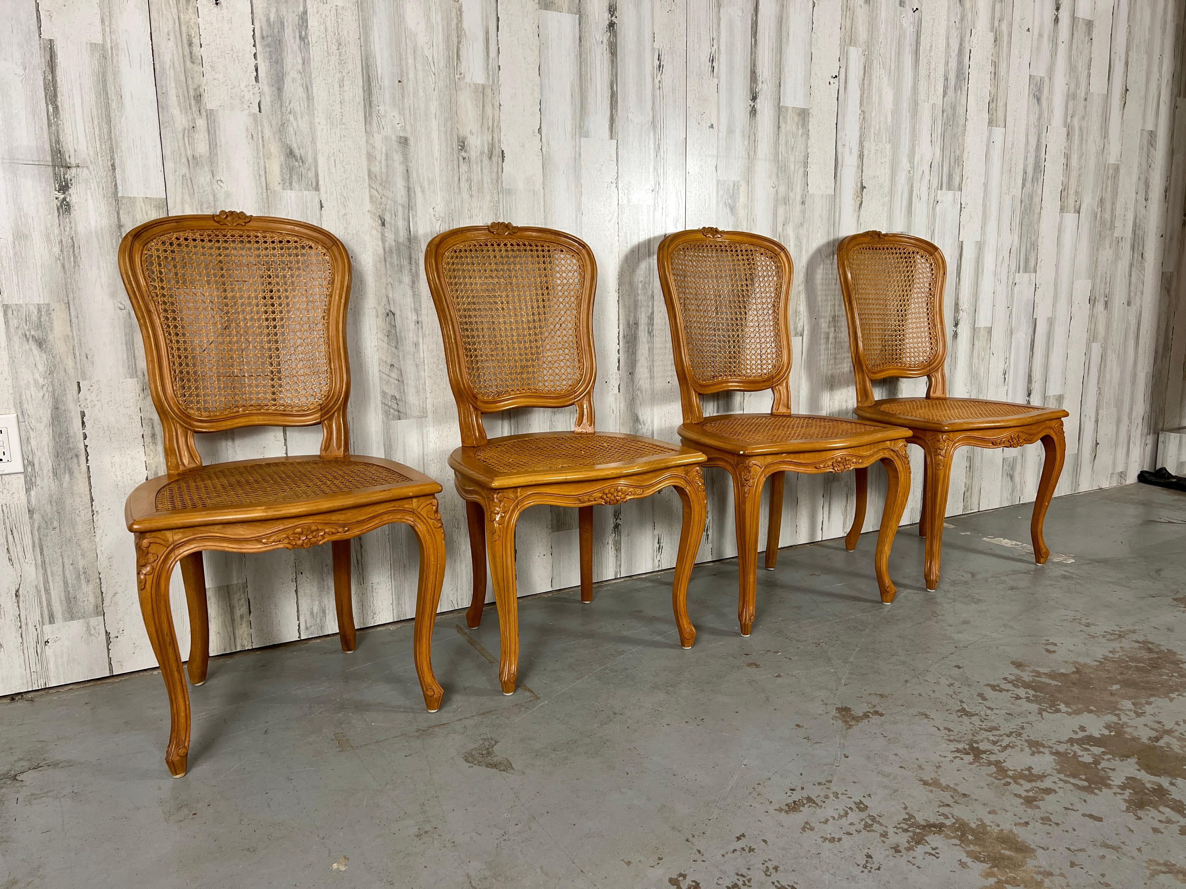 Vintage French Curved Back Cane Chairs 1
