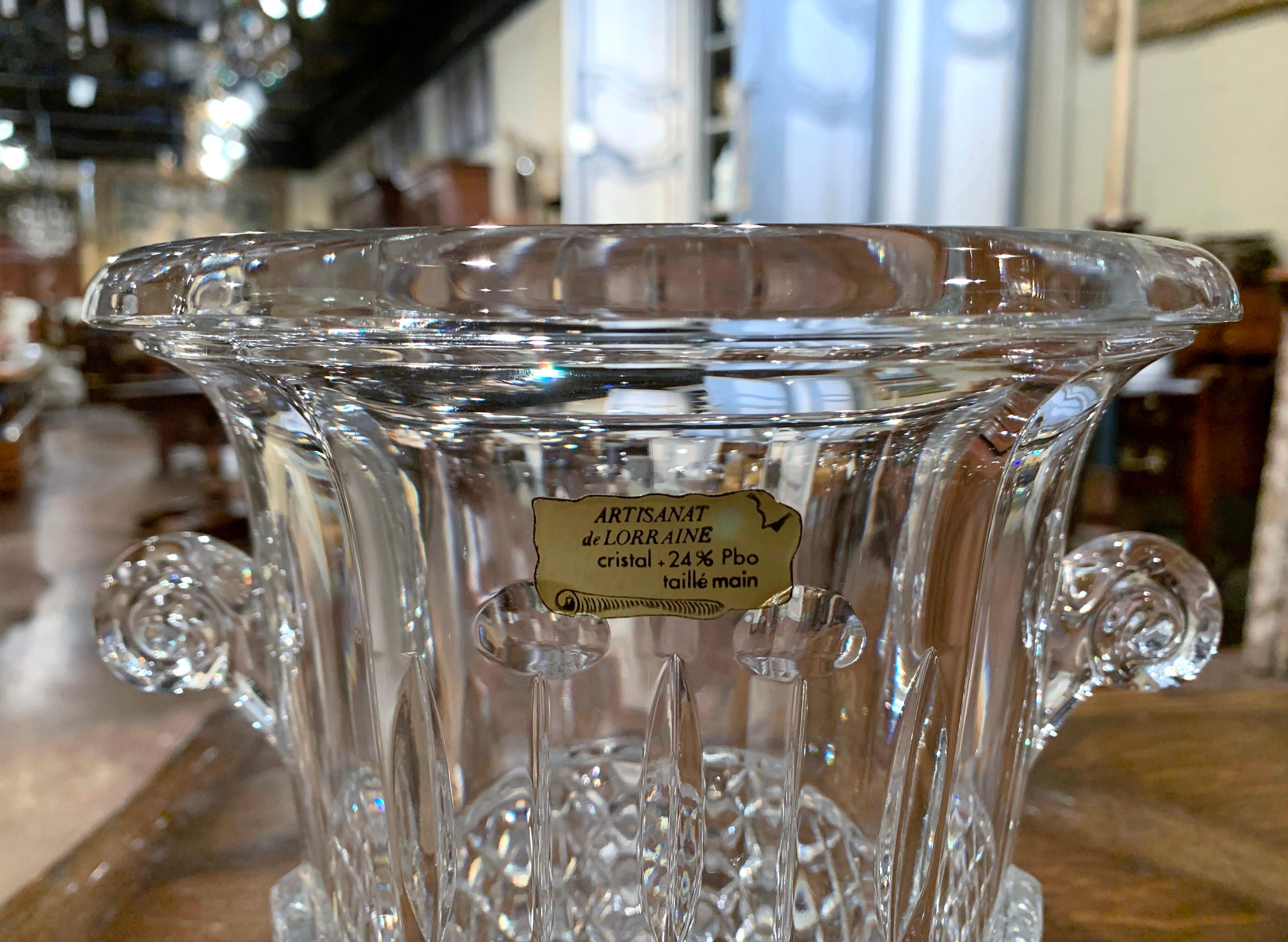 Vintage French Cut Crystal Champagne Ice Bucket with Side Handles 2