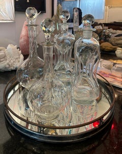 Vintage French Cut Crystal Decanters, Val Saint Lambert Attributed, Set of Two