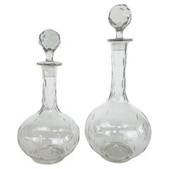 Vintage French Cut Crystal Decanters, Val Saint Lambert Attributed, Set of Two