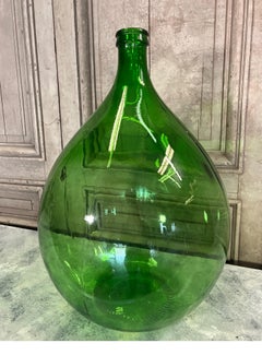 Vintage French Dame Jeanne Wine Bottle Dark Green