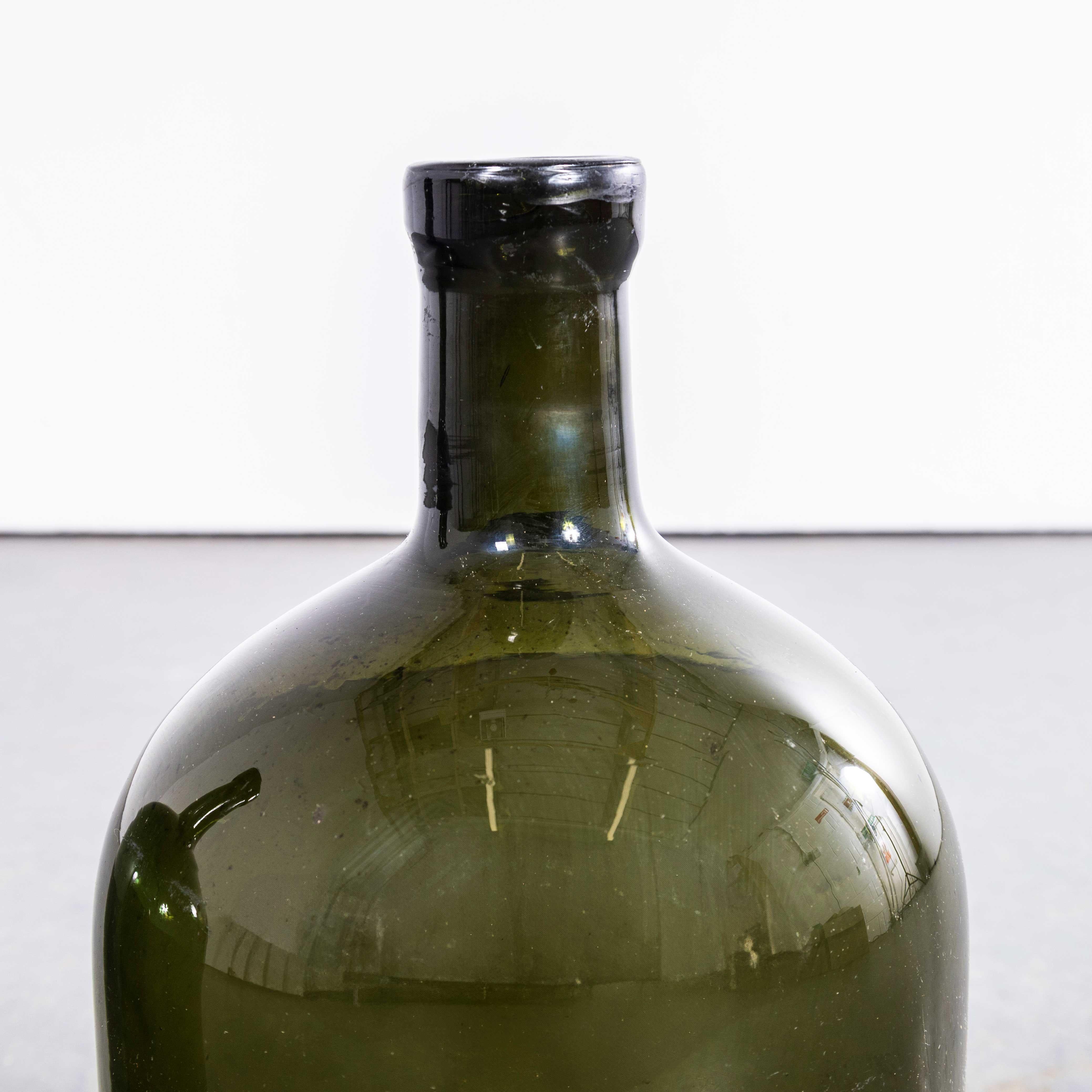 Francese Damigiane francesi d'epoca in vetro verde scuro e smeraldo - Coppia in vendita