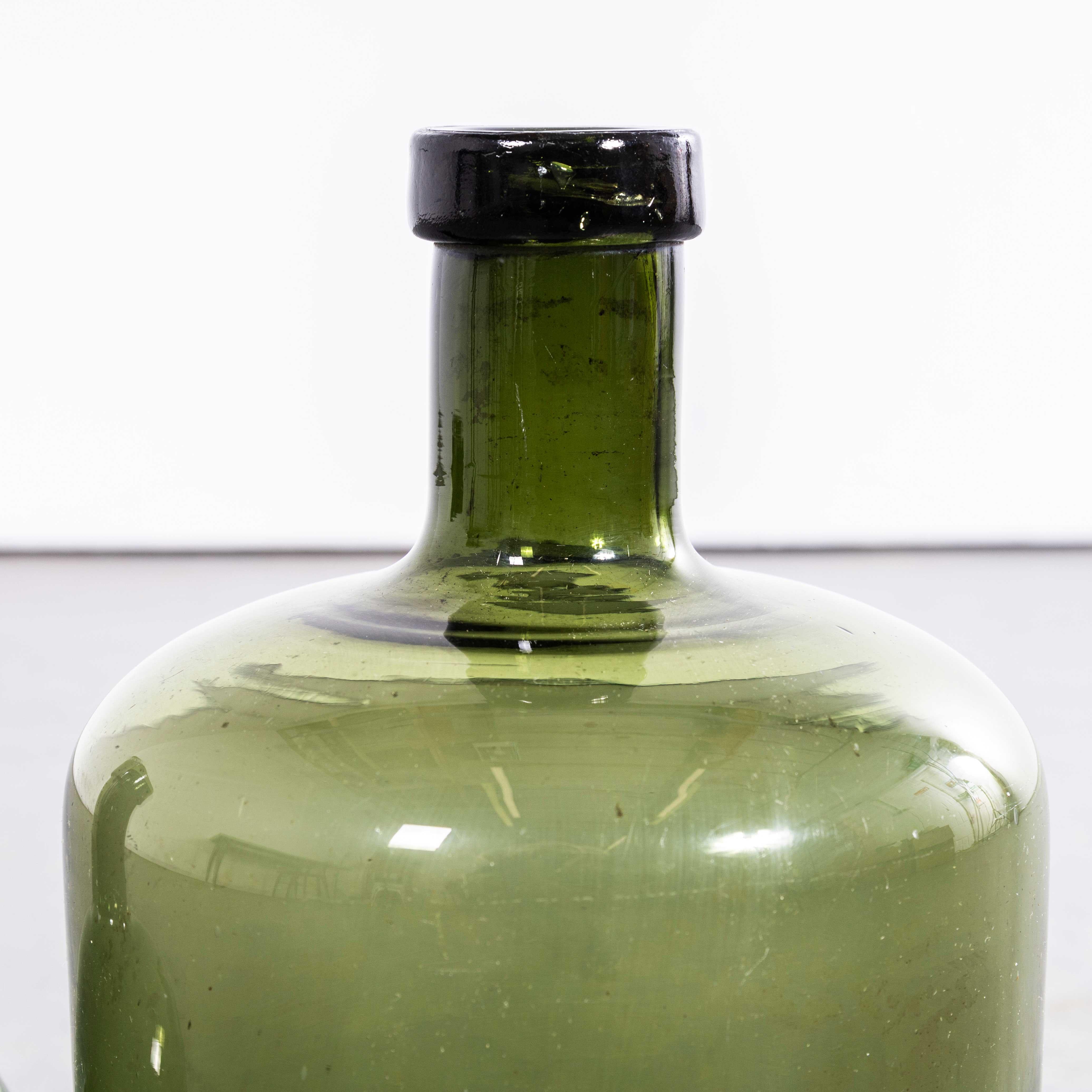 Francese Damigiana francese vintage in vetro verde scuro - Coppia in vendita
