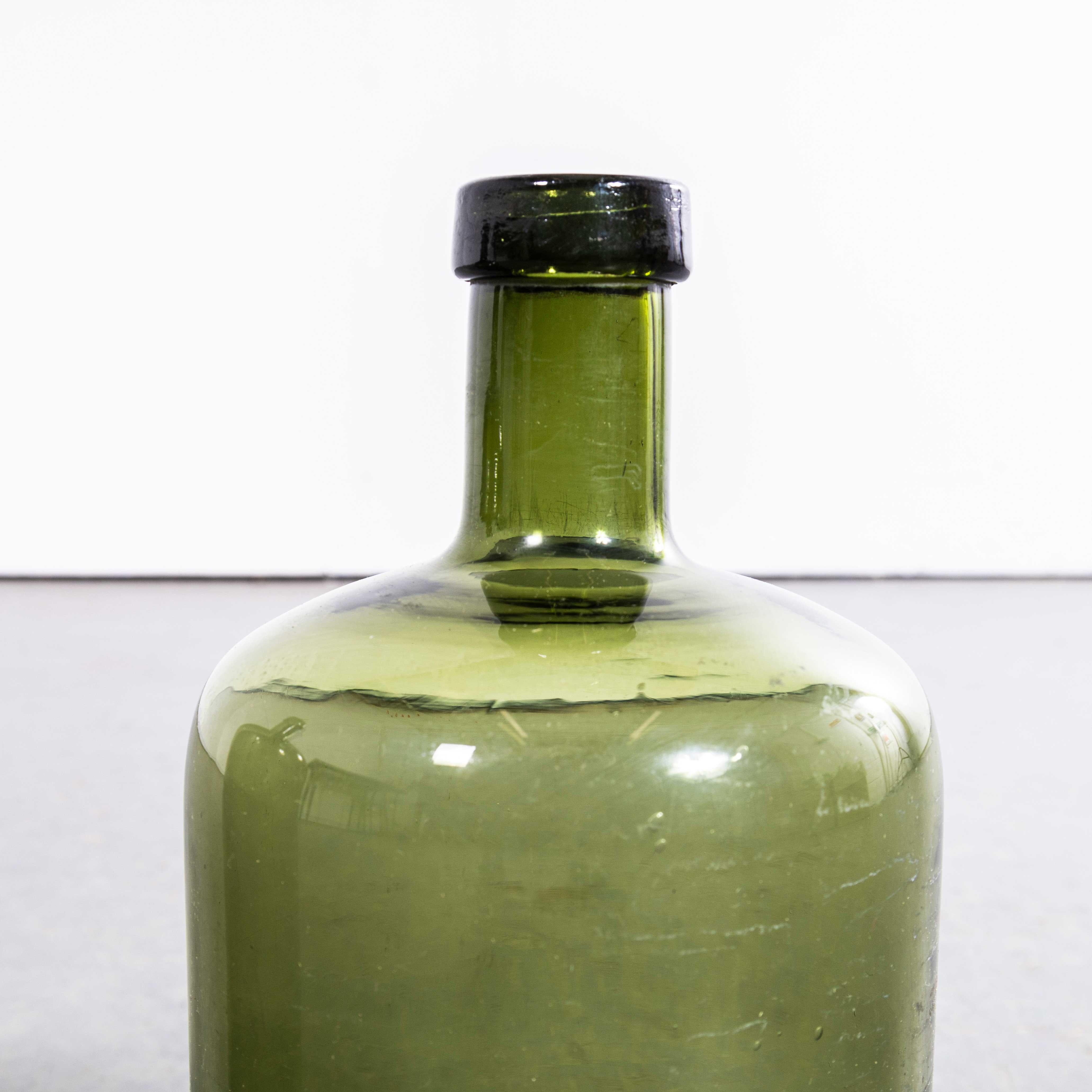 Francese Damigiana francese vintage in vetro verde scuro - Coppia in vendita