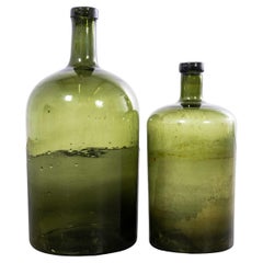 Französische Demijohns aus dunkelgrünem Glas im Vintage-Stil – Paar