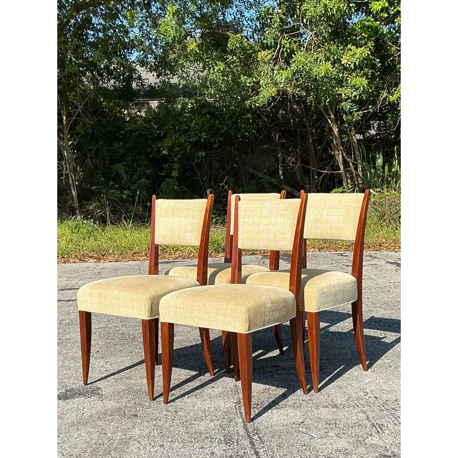 Tappezzeria Sedie da pranzo vintage French Deco - Set di 4 pezzi in vendita
