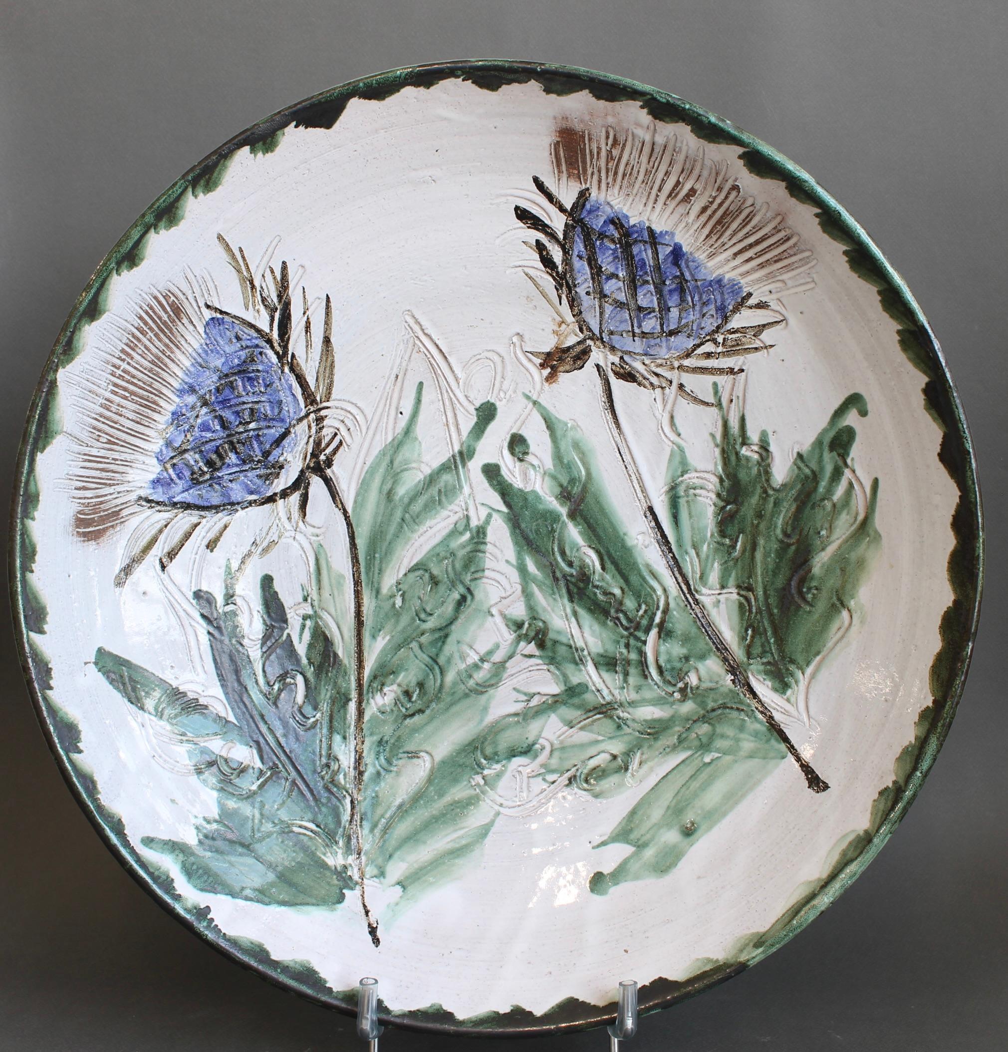 Hand-Painted Vintage French Decorative Bowl by Albert Thiry (circa 1970s) - Large For Sale