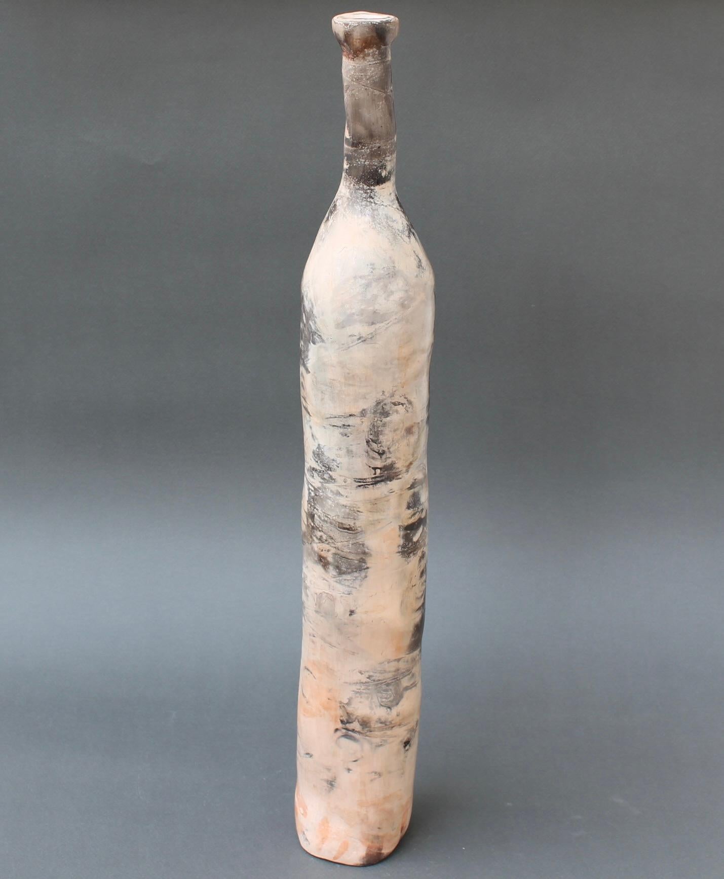 Vintage French Decorative Ceramic Elongated Bottle (20th C) For Sale 1