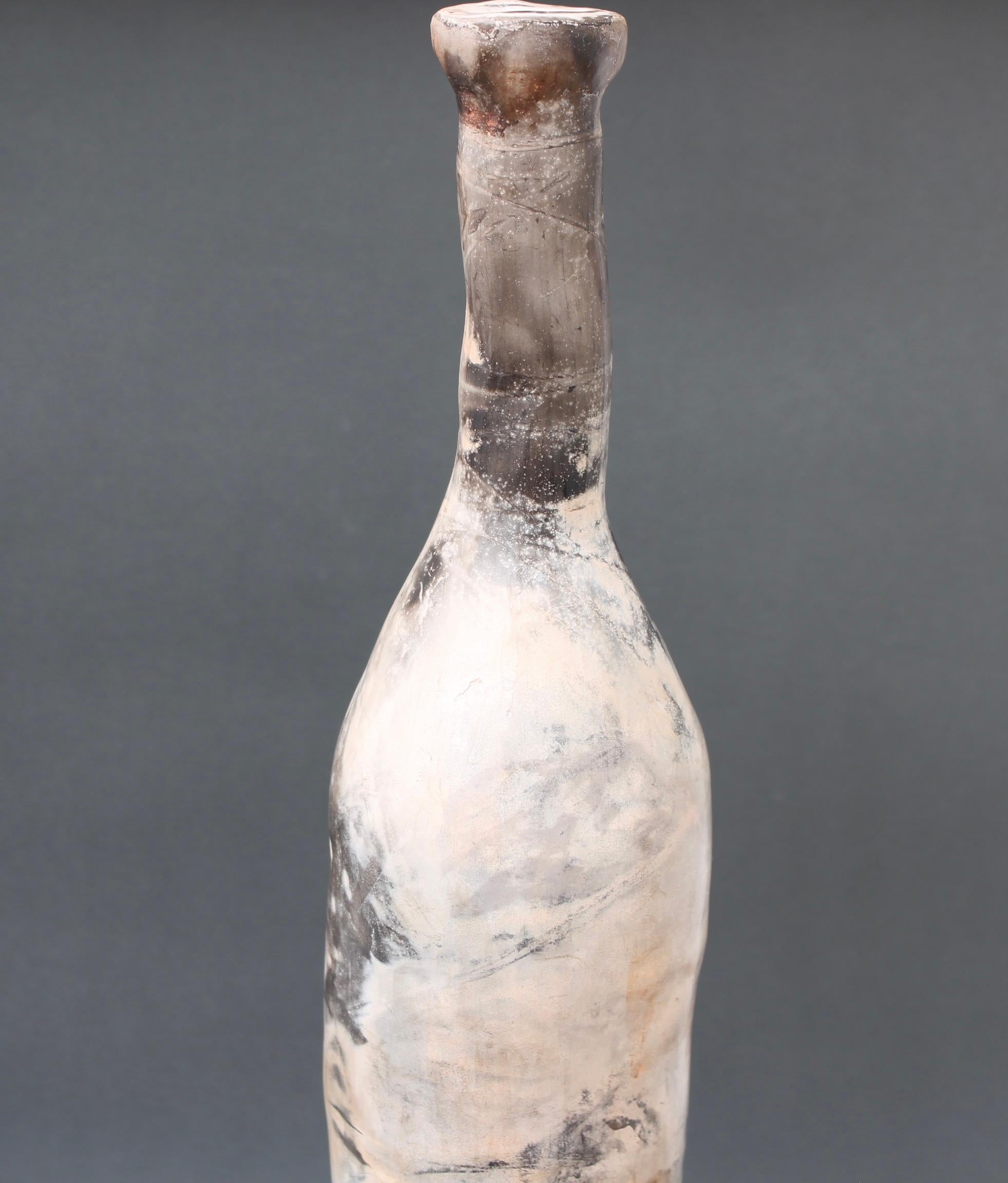 Vintage French Decorative Ceramic Elongated Bottle (20th C) For Sale 4