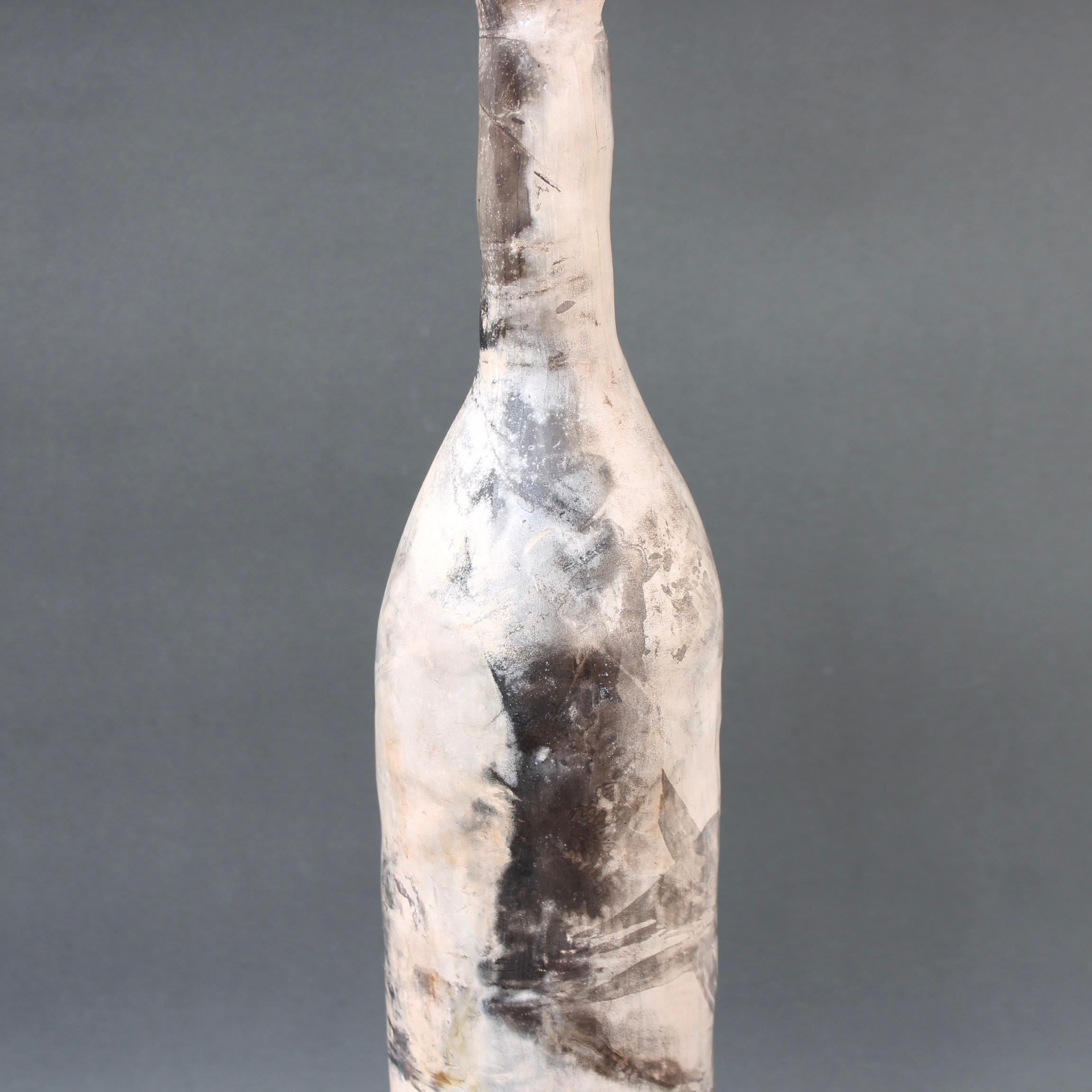 Vintage French Decorative Ceramic Elongated Bottle (20th C) For Sale 5