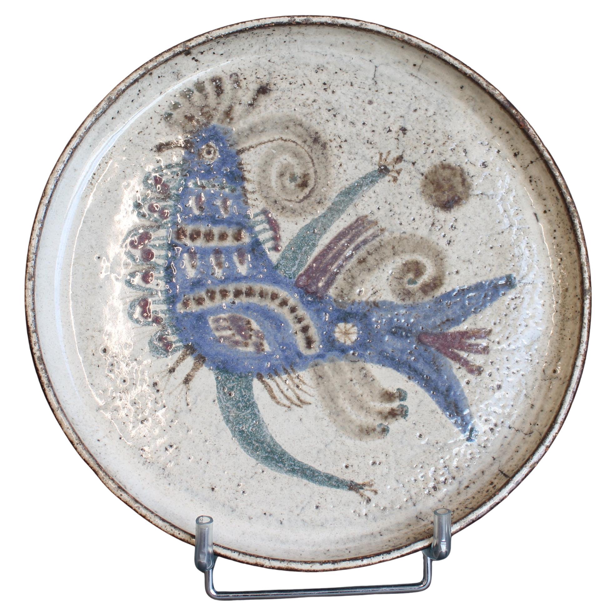 Plato de cerámica decorativa francesa vintage de Gustave Reynaud para Le Mùrier