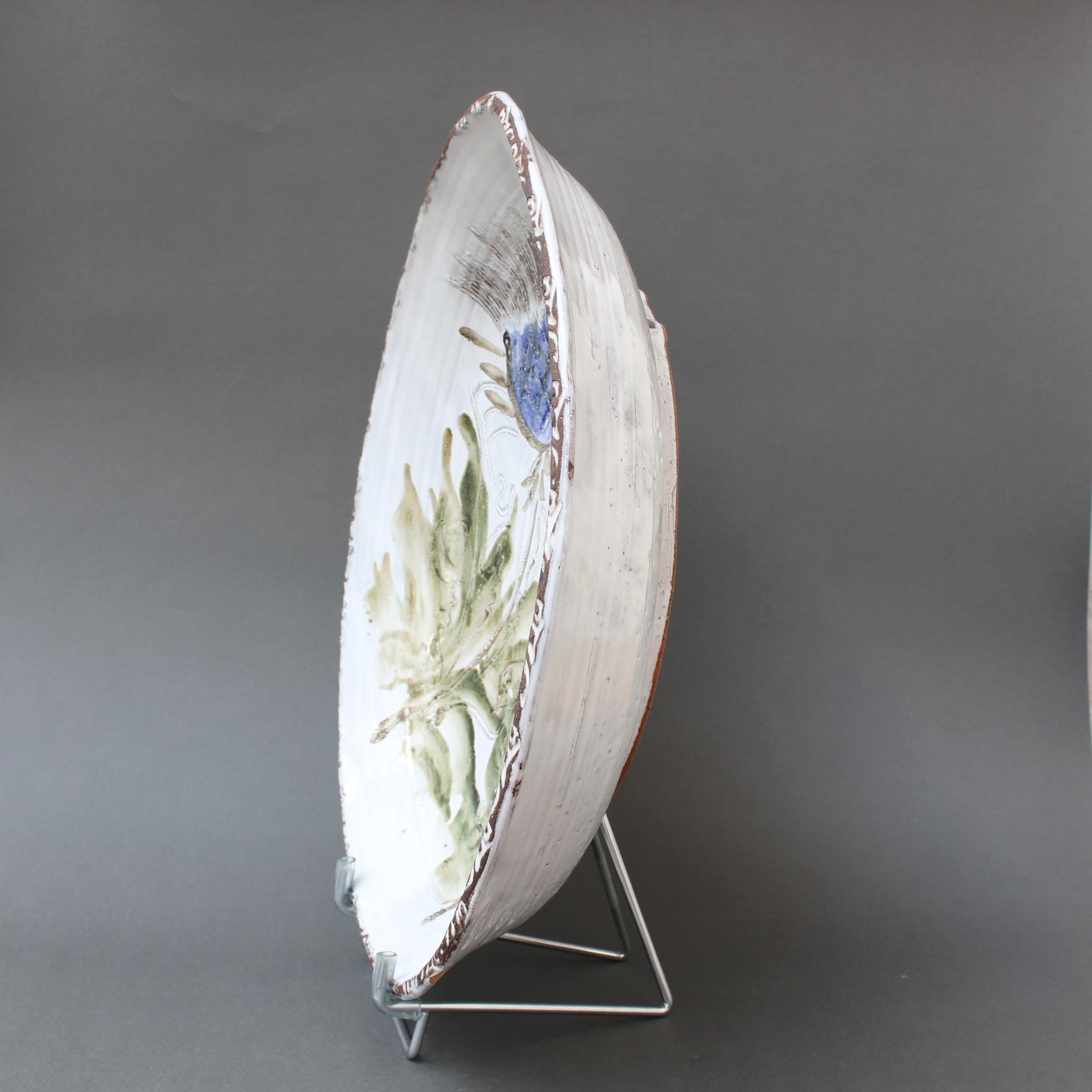 Hand-Painted Vintage French Decorative Large Platter by Albert Thiry 'circa 1970s' For Sale
