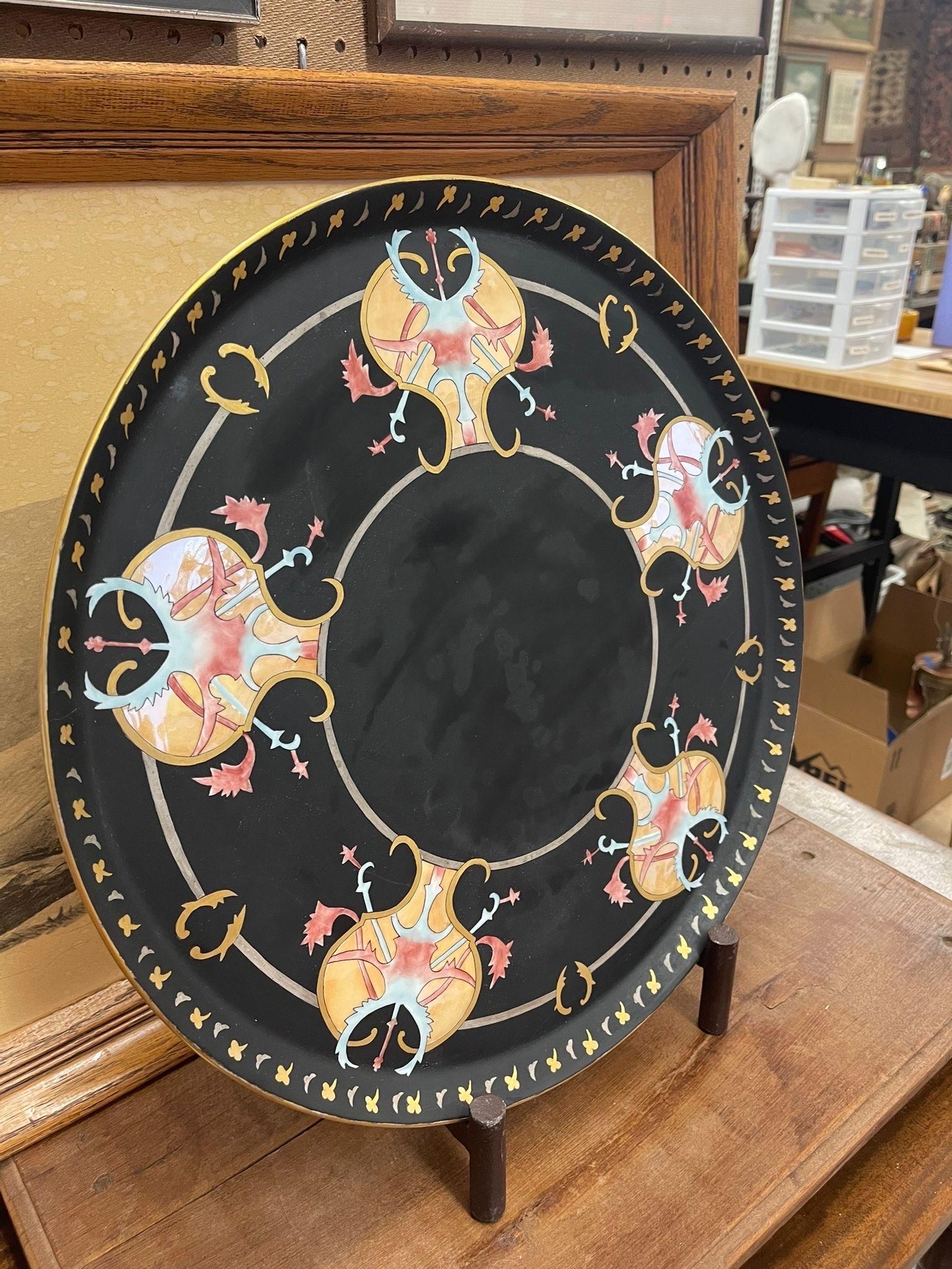 Vintage French Decorative Platter With Art Nouveau Motif In Good Condition For Sale In Seattle, WA