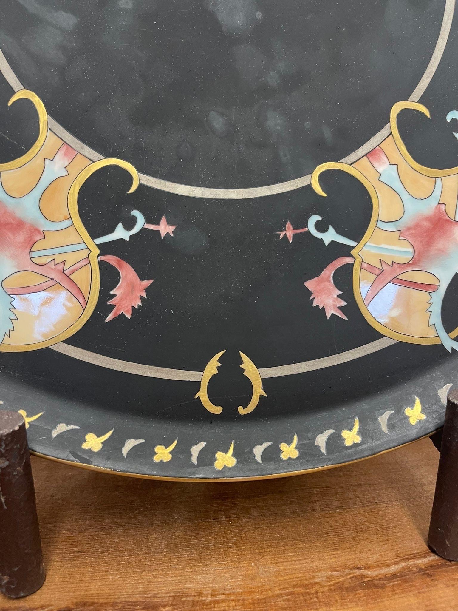 Vintage French Decorative Platter With Art Nouveau Motif For Sale 1