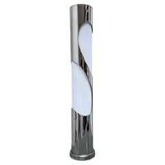 Used French decorative Space Age table lamp in chromed metal and glass