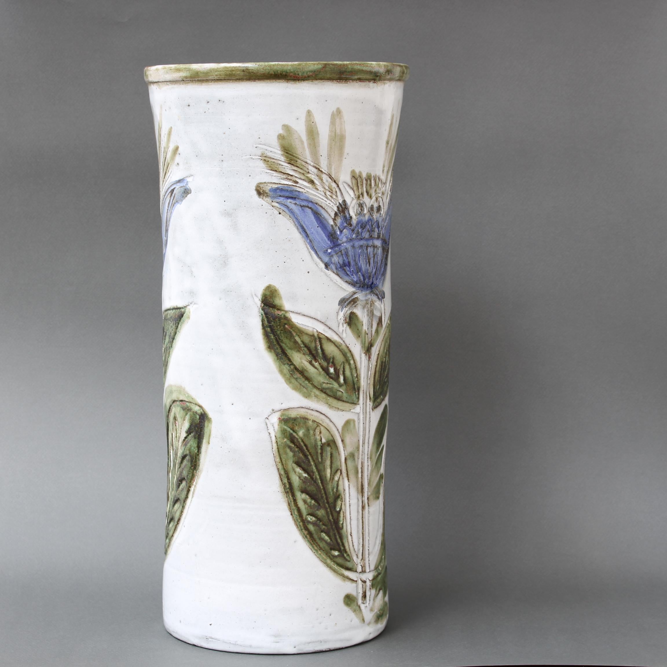 Ceramic Vintage French Decorative Tall Vase by Albert Thiry 'circa 1960s' For Sale