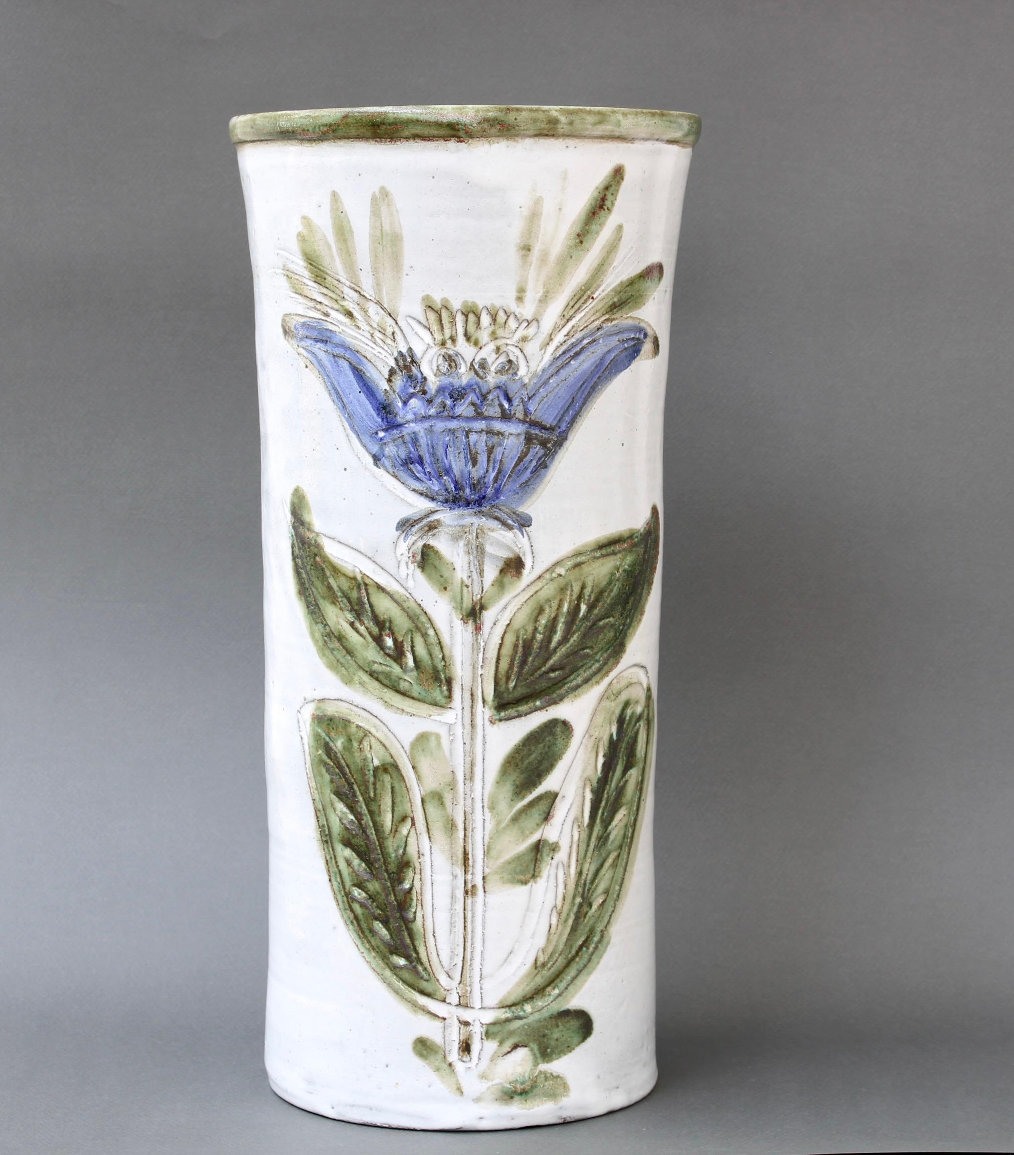 Ceramica Vaso alto decorativo francese d'epoca di Albert Thiry, circa anni '60 in vendita