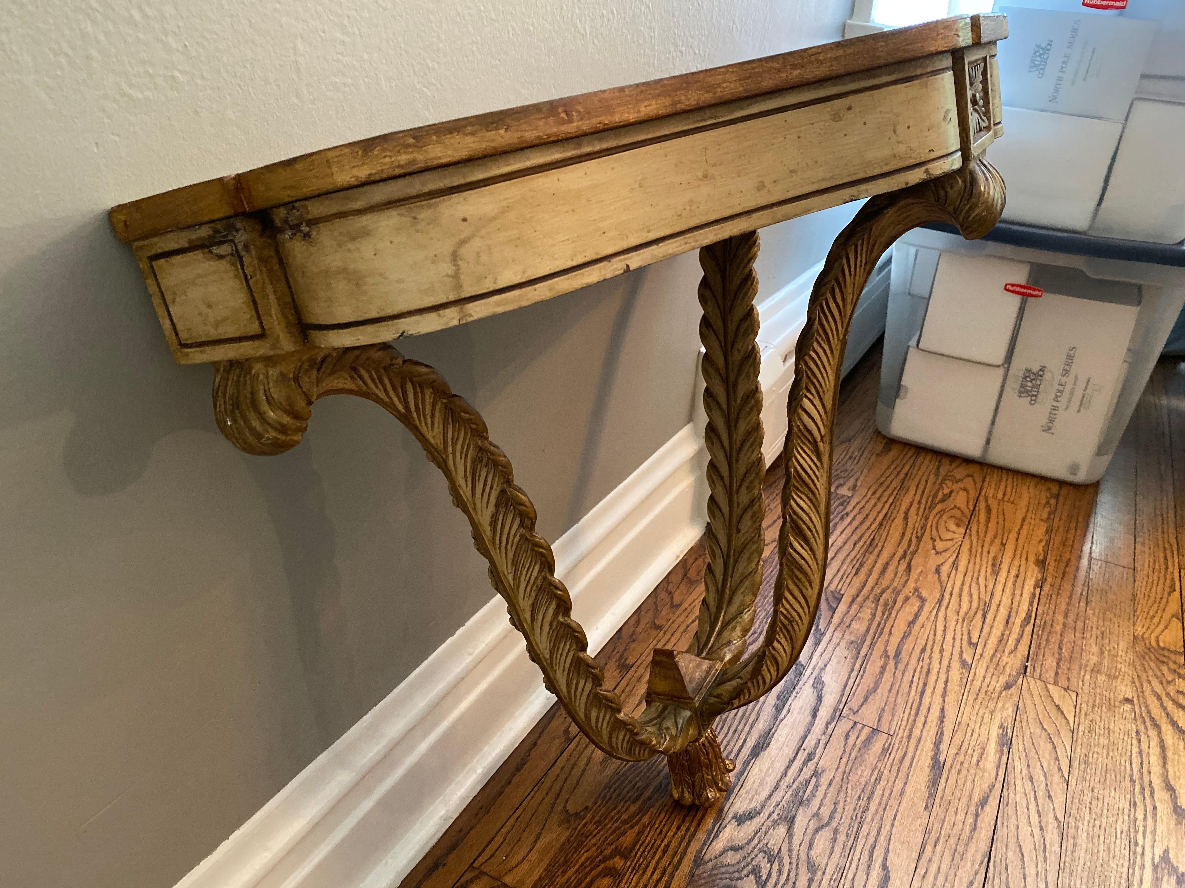 Vintage French Demilune Wall Hung Console Table For Sale 7
