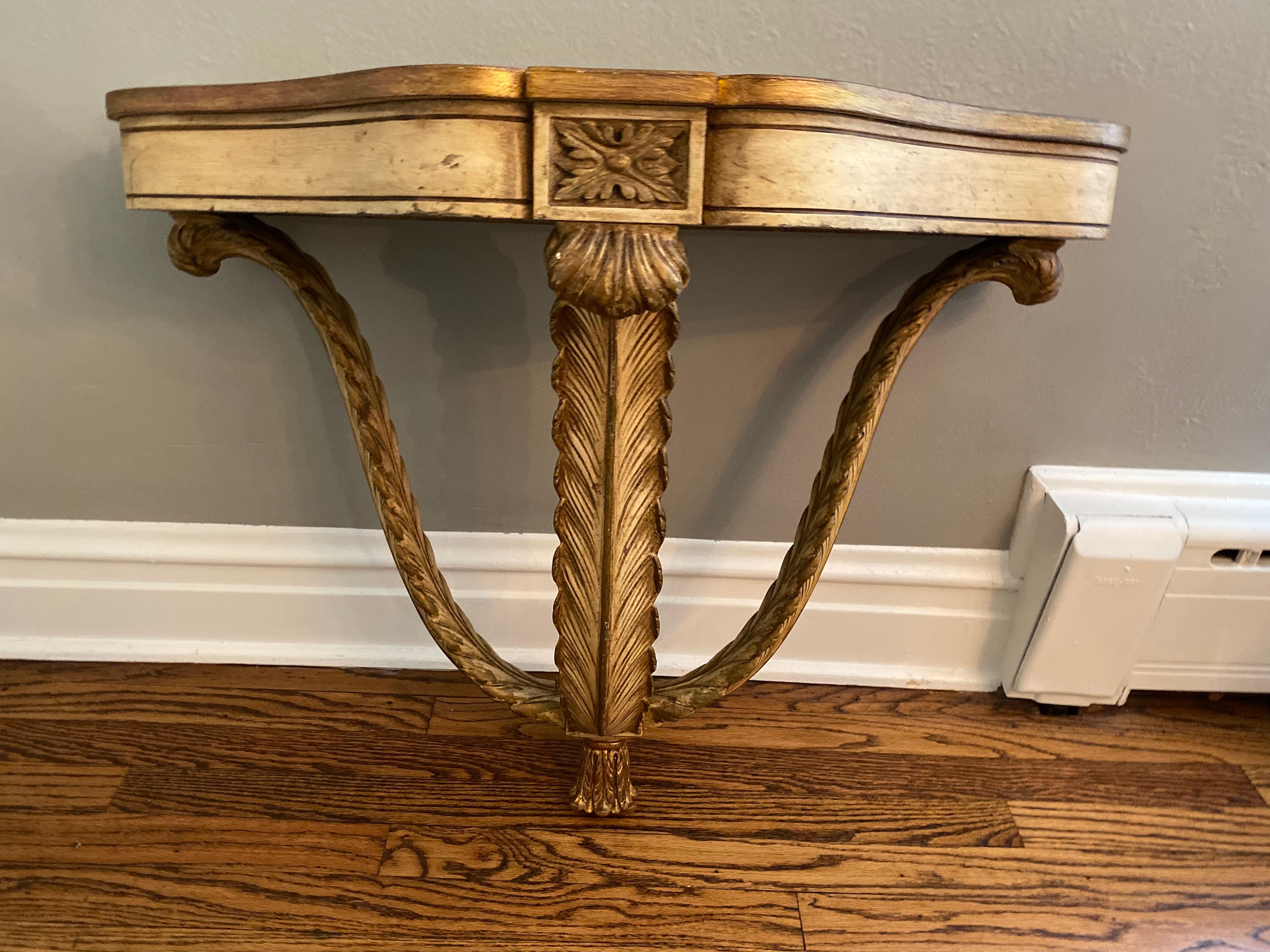 Vintage French Demilune Wall Hung Console Table For Sale 10