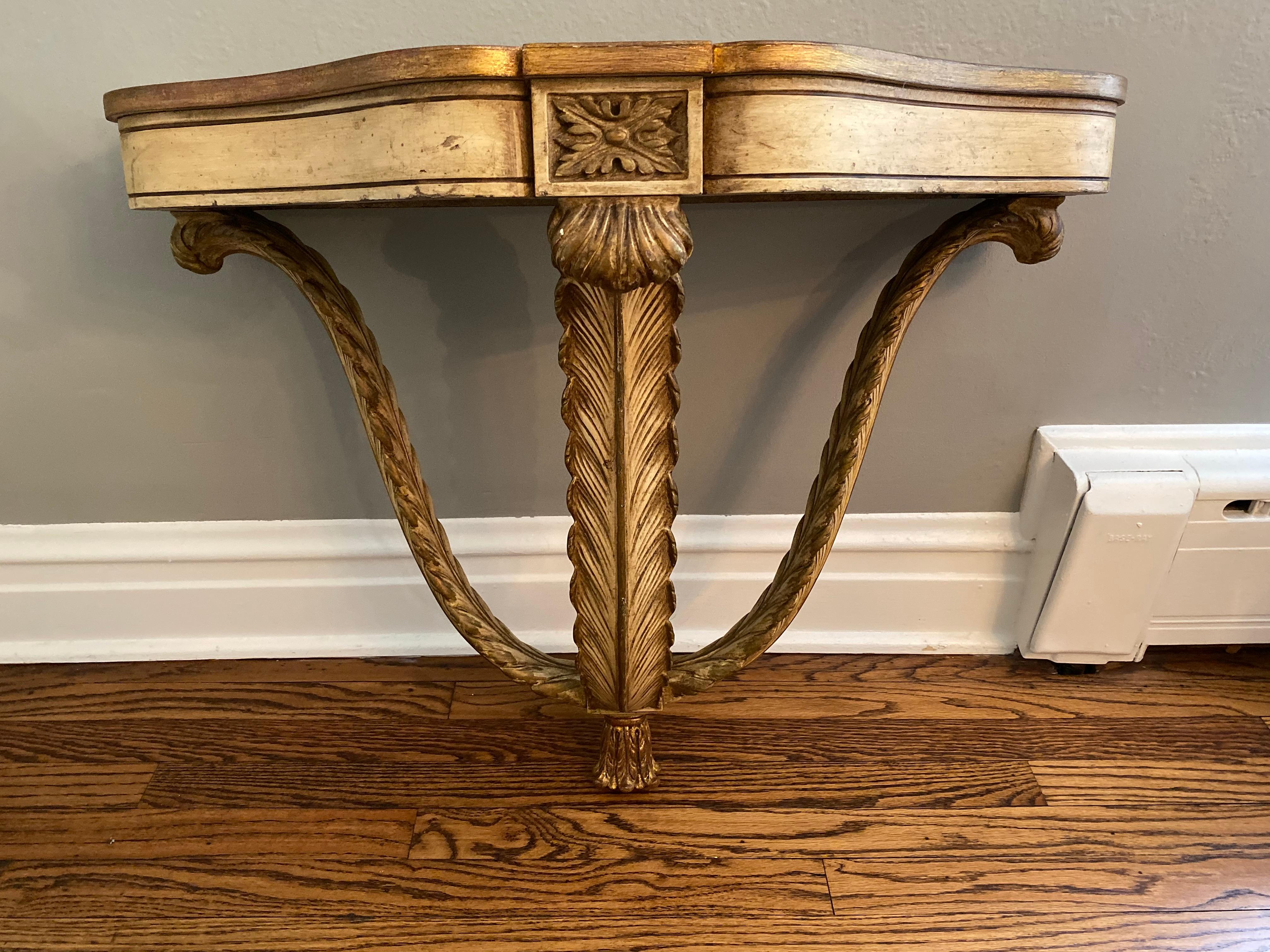 Vintage French Demilune Wall Hung Console Table For Sale 11