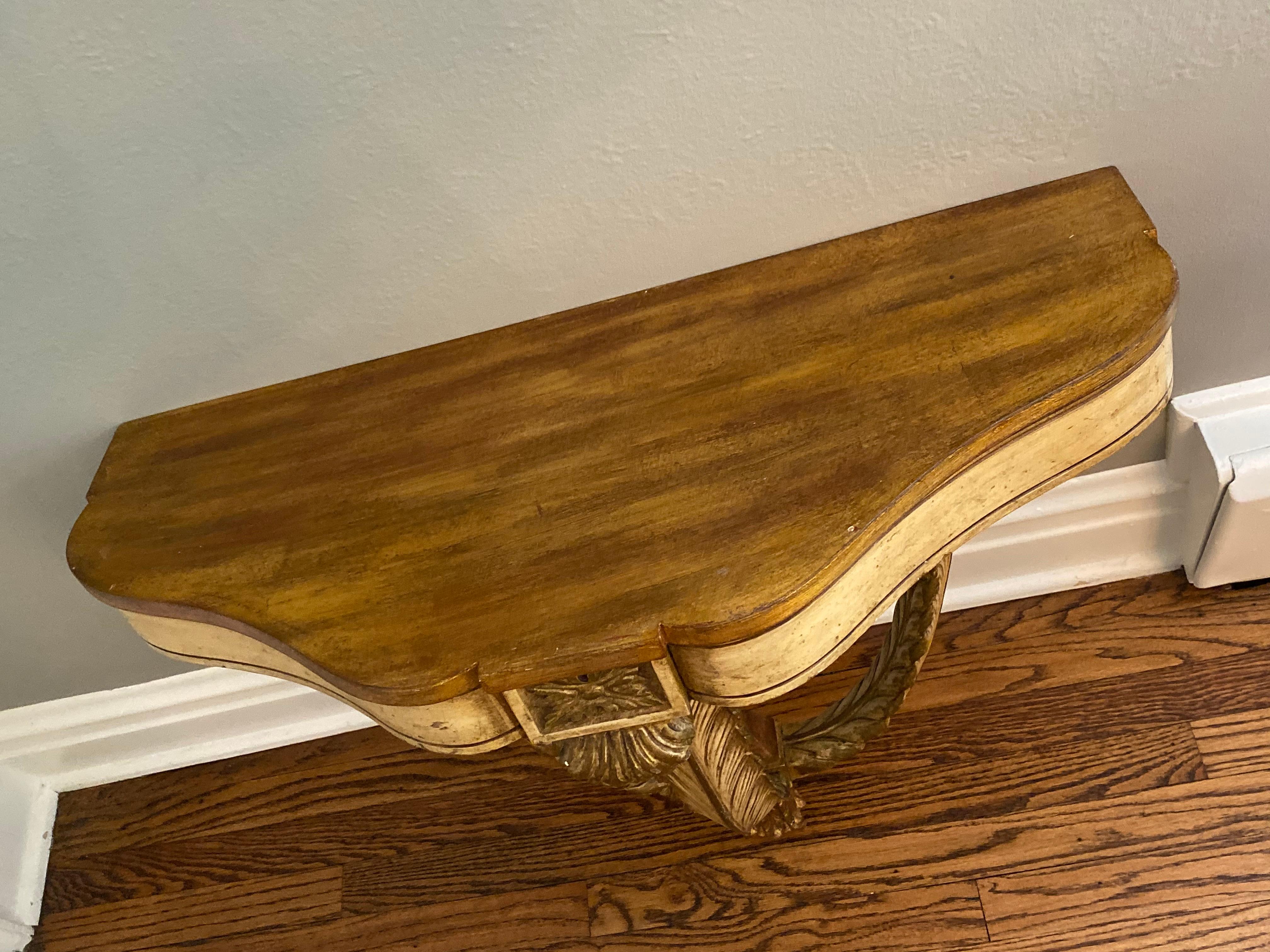 Vintage French Demilune Wall Hung Console Table For Sale 12