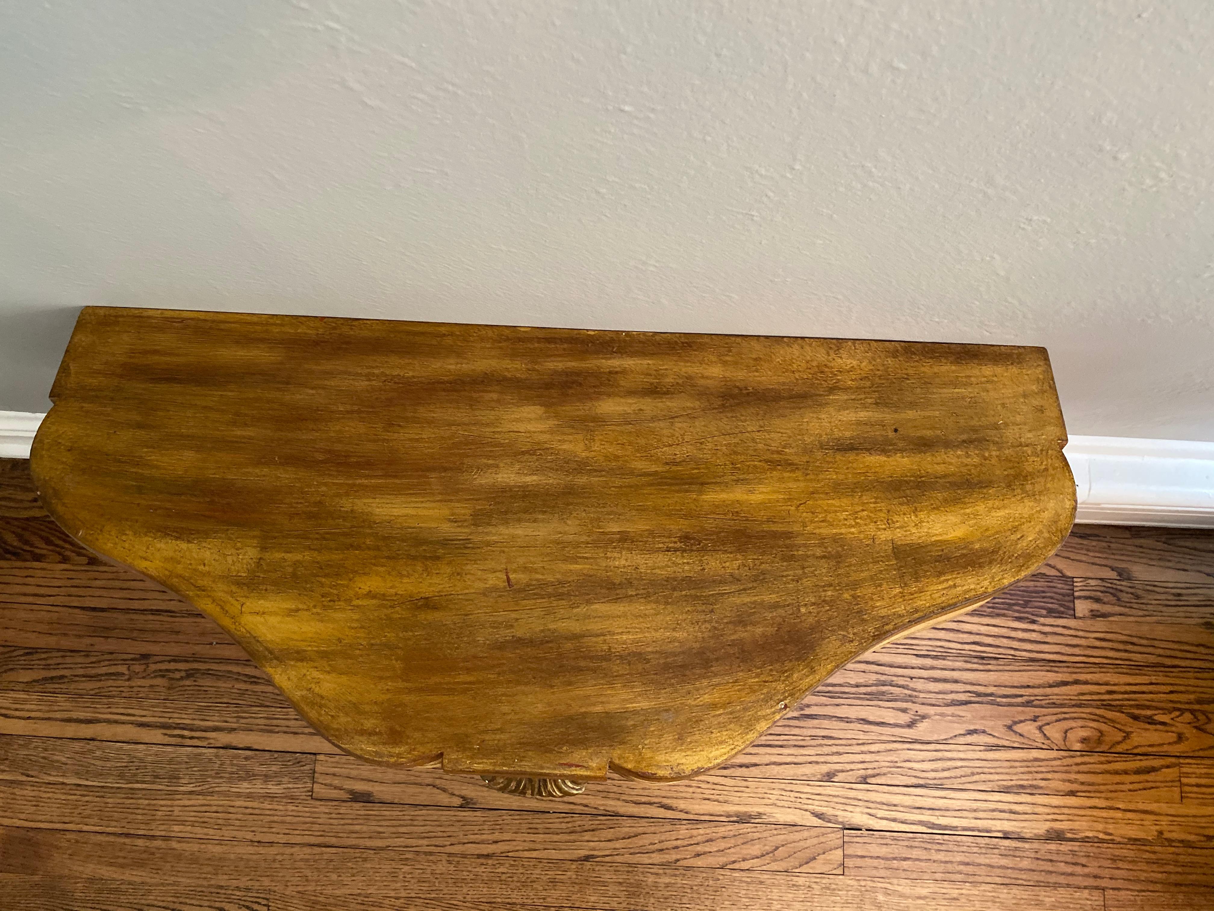 Vintage French Demilune Wall Hung Console Table For Sale 2