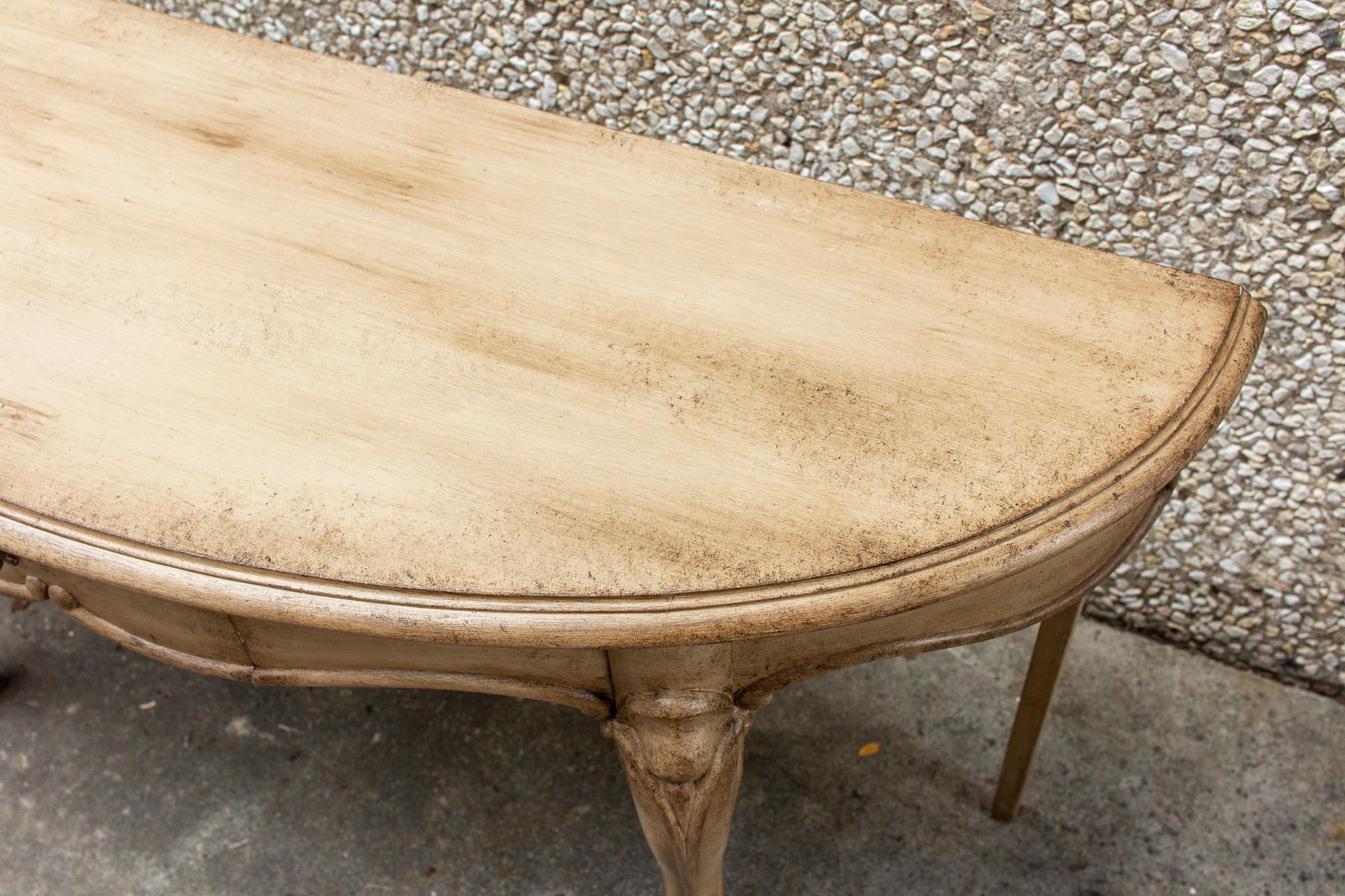 Vintage French Demilune Console Table 7