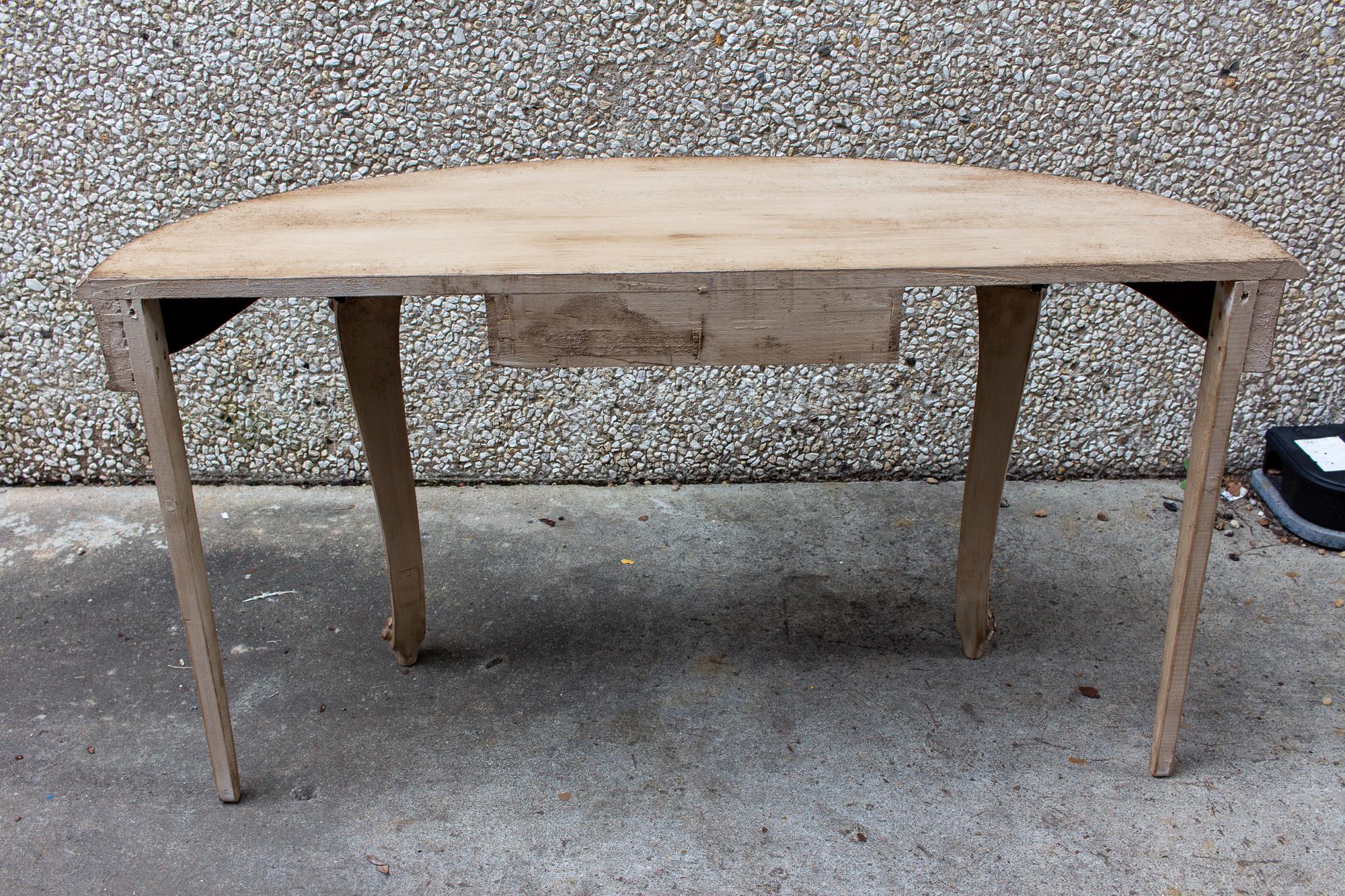 Vintage French Demilune Console Table 9