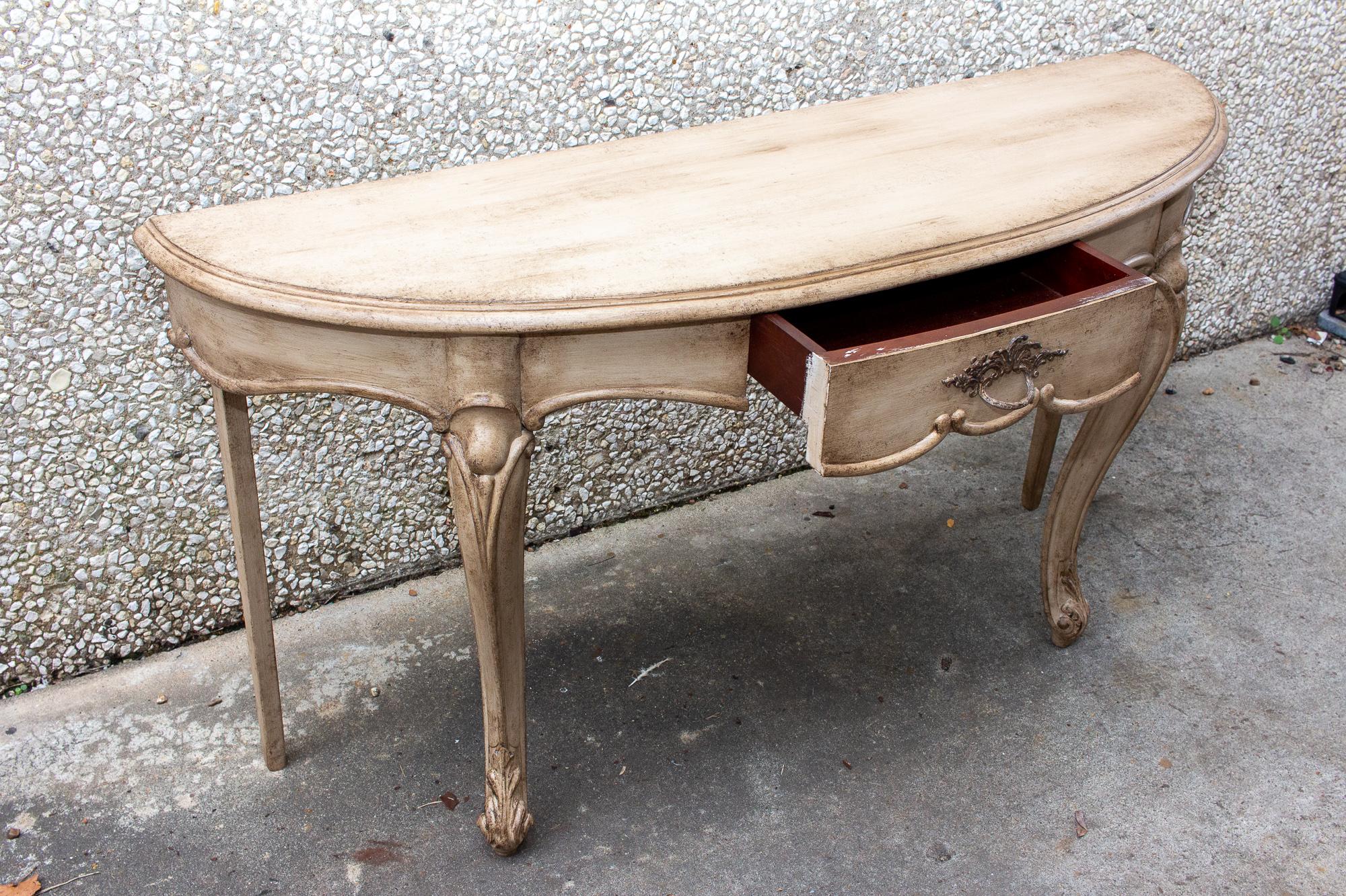 vintage demilune console table