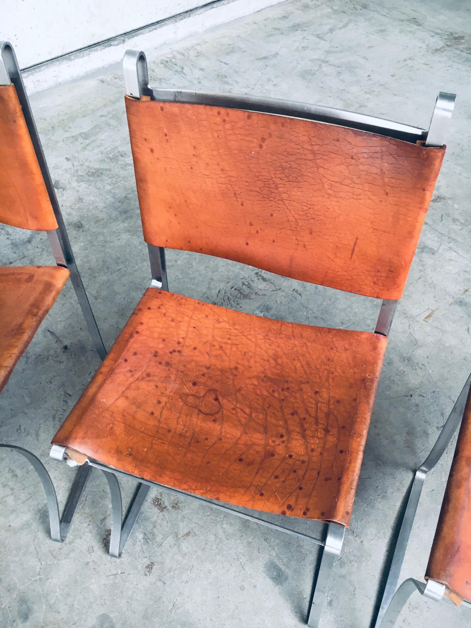 Ensemble de chaises de salle à manger en cuir au design français vintage, France, années 1970 en vente 11
